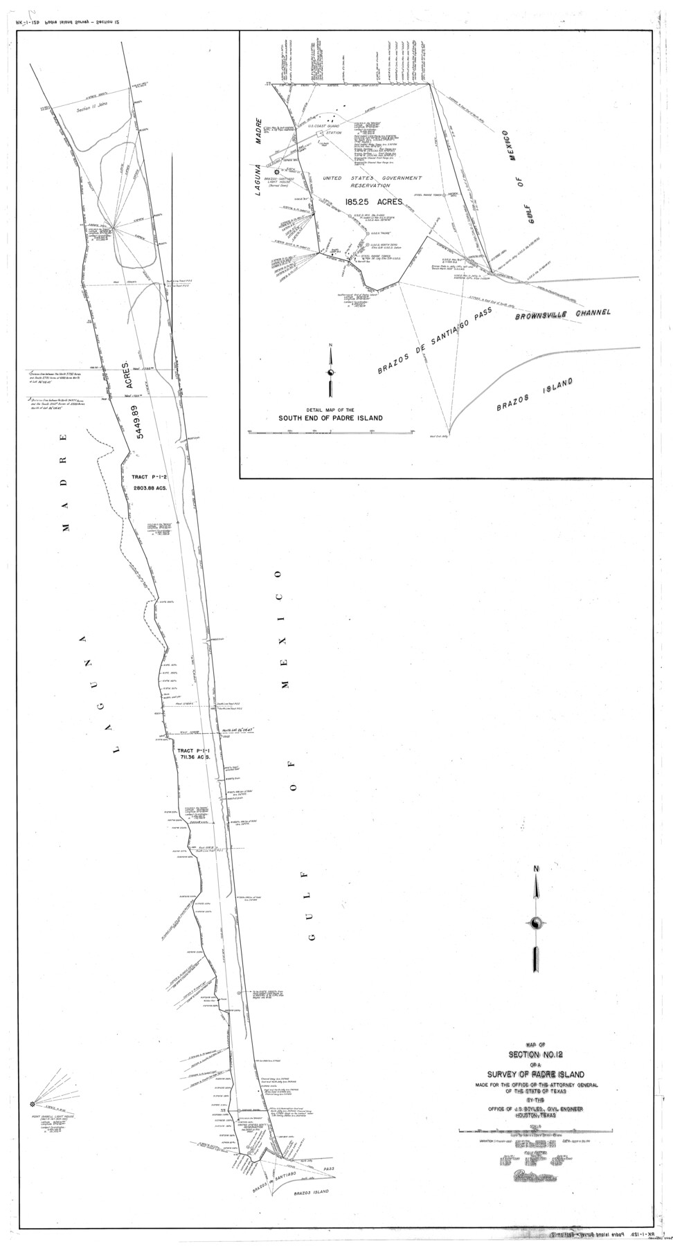 2268, Map of section no. 12 of a survey of Padre Island made for the Office of the Attorney General of the State of Texas, General Map Collection