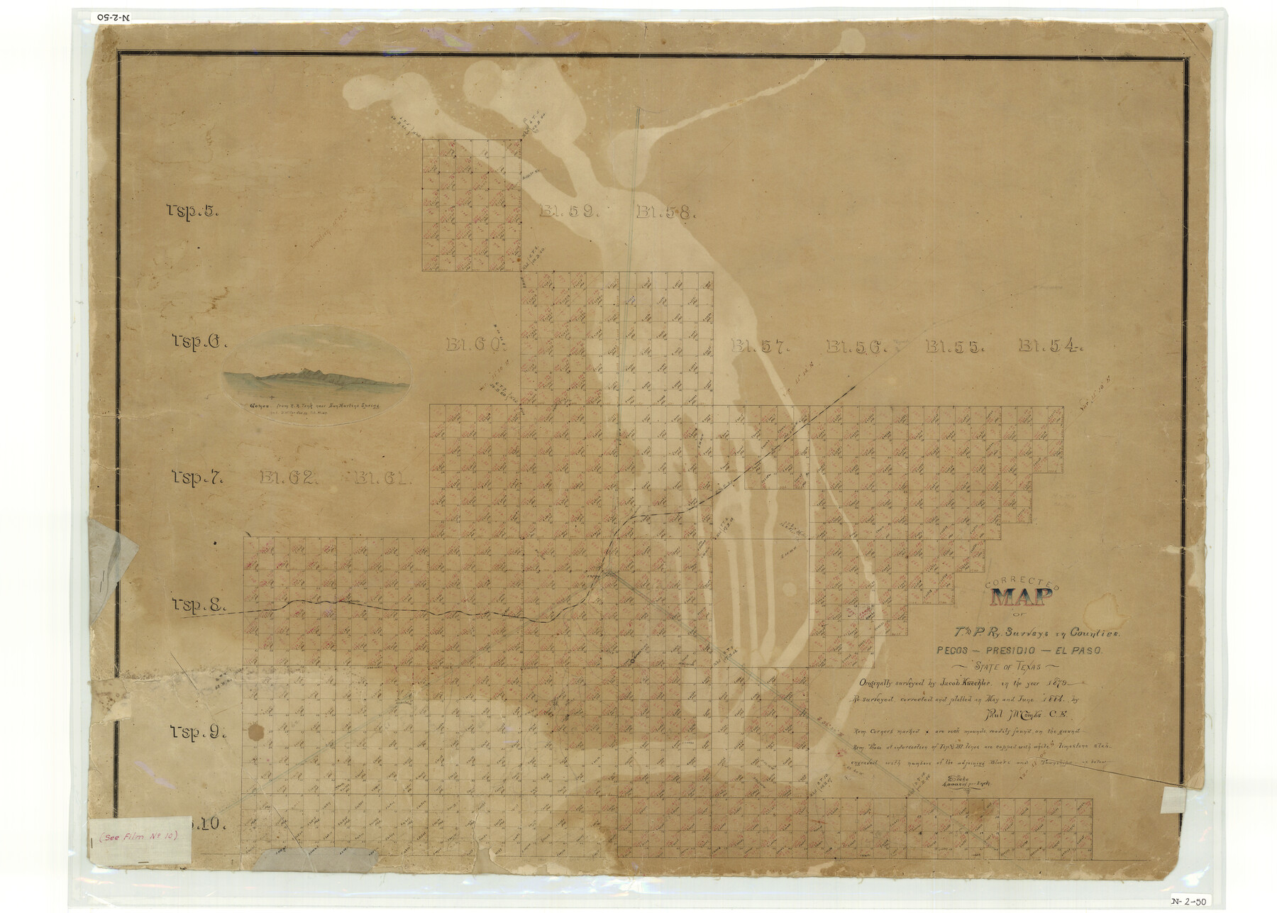 2301, Corrected Map of T&P Ry. surveys in counties Pecos-Presidio-El Paso, General Map Collection