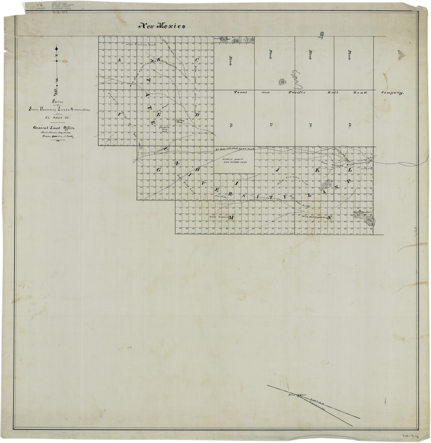 2427, Sketch of State University Lands and Connections in El Paso Co., General Map Collection

