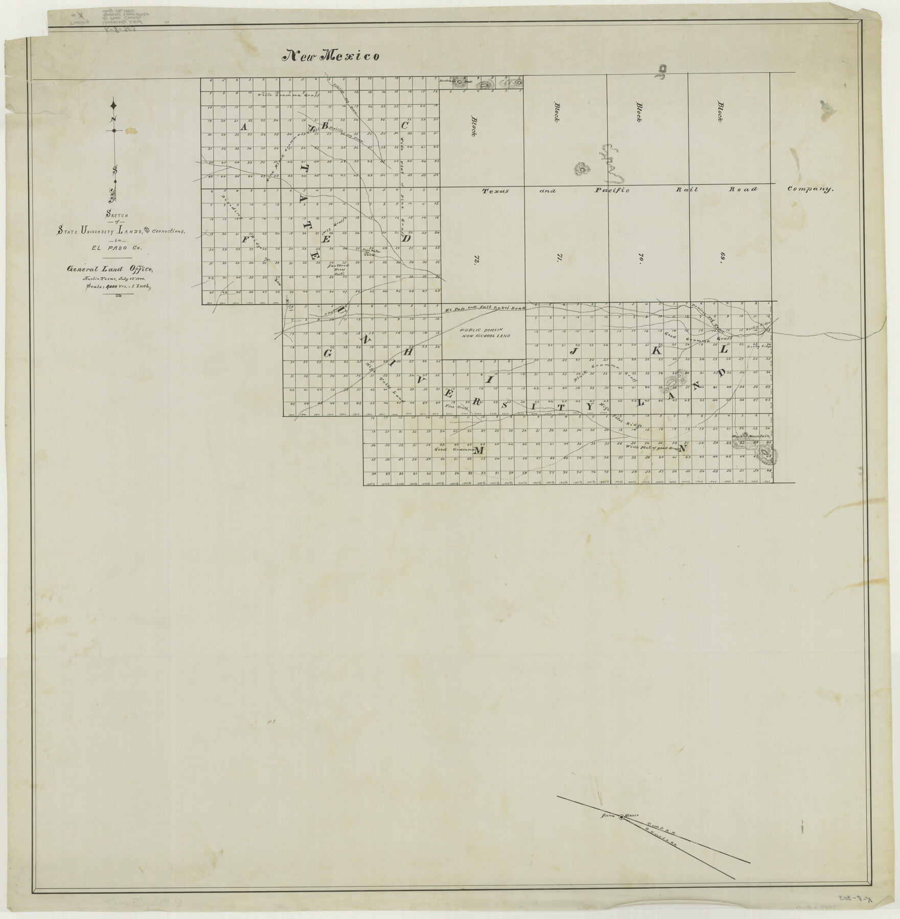 2427, Sketch of State University Lands and Connections in El Paso Co., General Map Collection