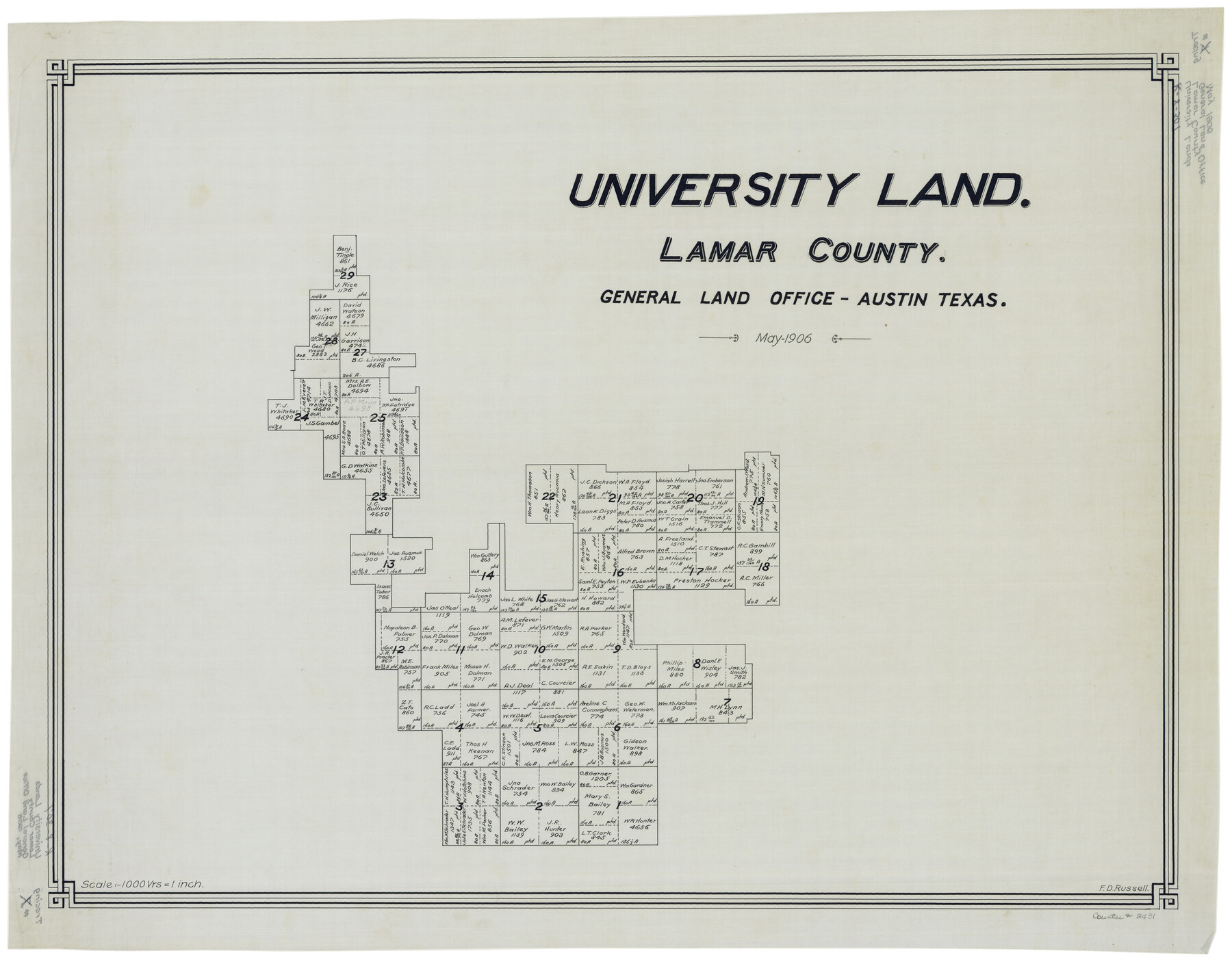 2431, University Land, Lamar County, General Map Collection
