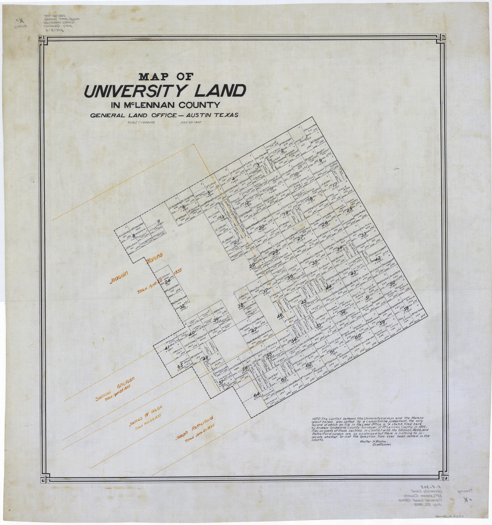 2432, Map of University Land in McLennan County, General Map Collection