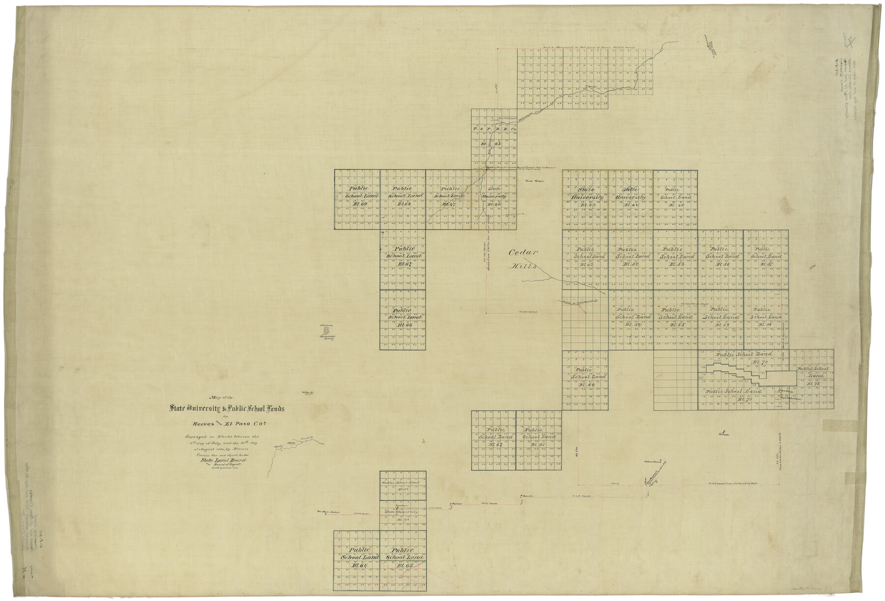 2434, Map of the State University & Public School Lands in Reeves and El Paso Cos., General Map Collection
