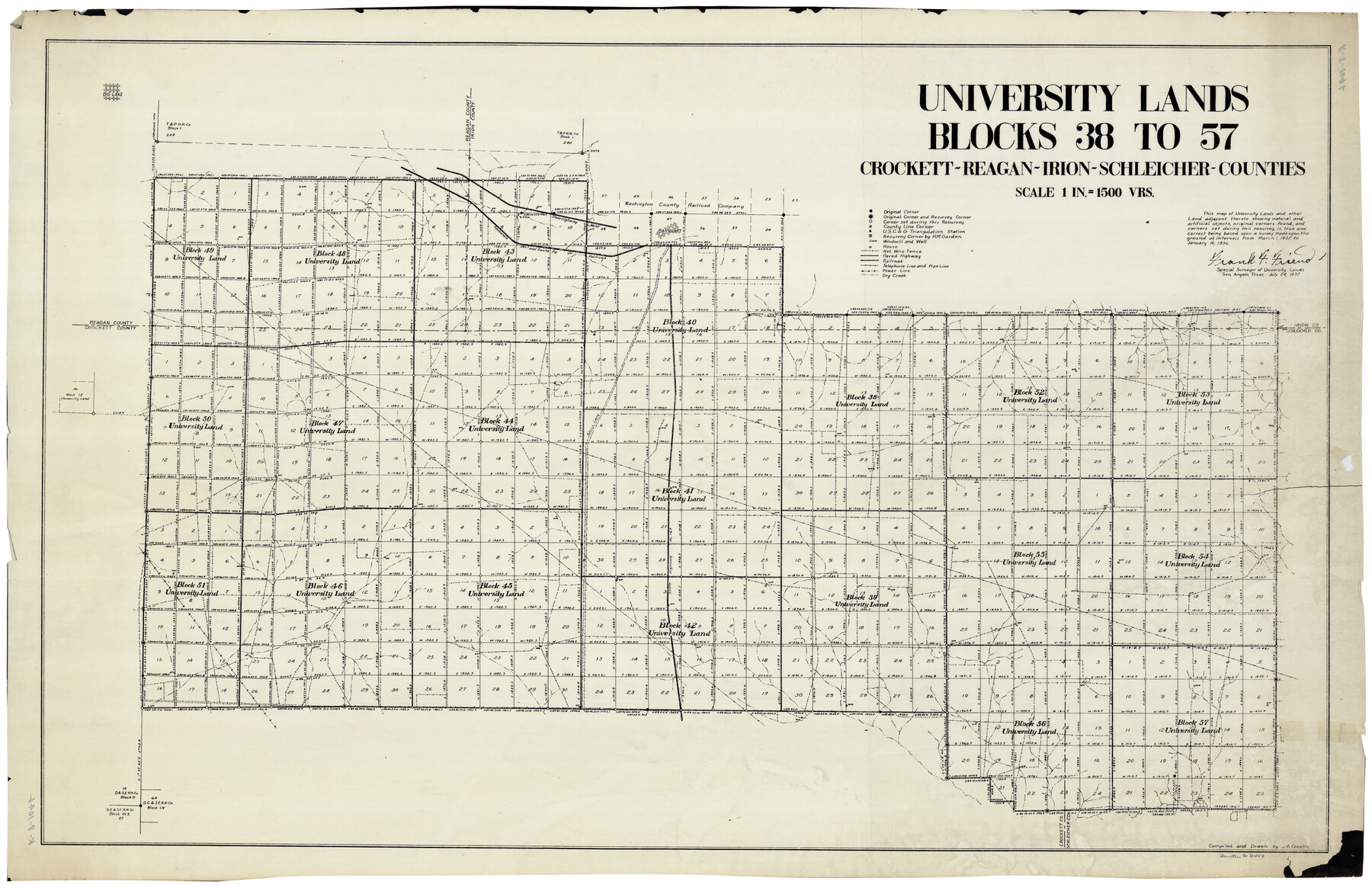 2444, University Lands Blocks 38 to 57, Crockett-Reagan-Irion-Schleicher-Counties, General Map Collection
