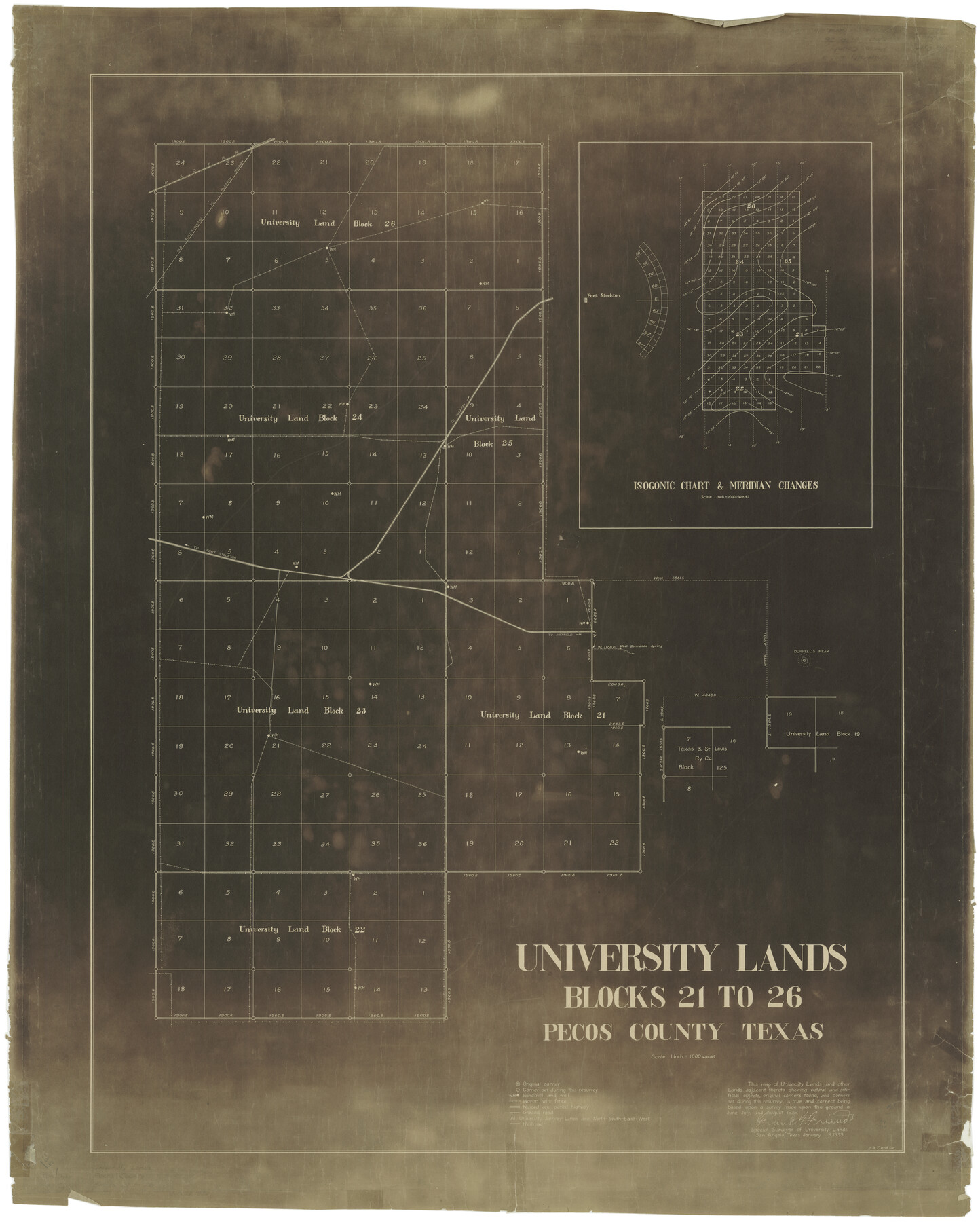 2450, University Lands Blocks 21 to 26, Pecos County, Texas, General Map Collection
