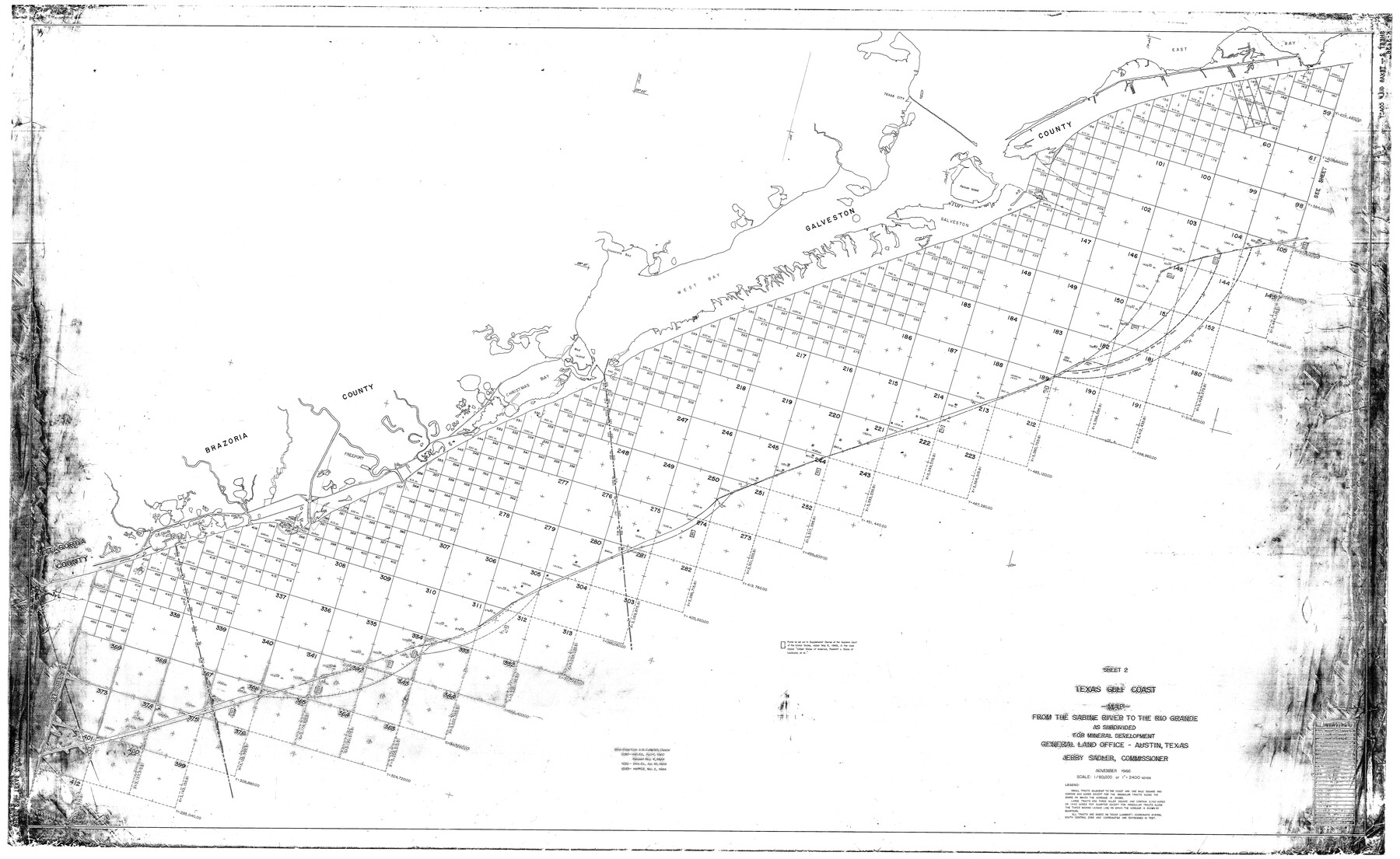 2497, Texas Gulf Coast Map from the Sabine River to the Rio Grande as subdivided for mineral development, General Map Collection