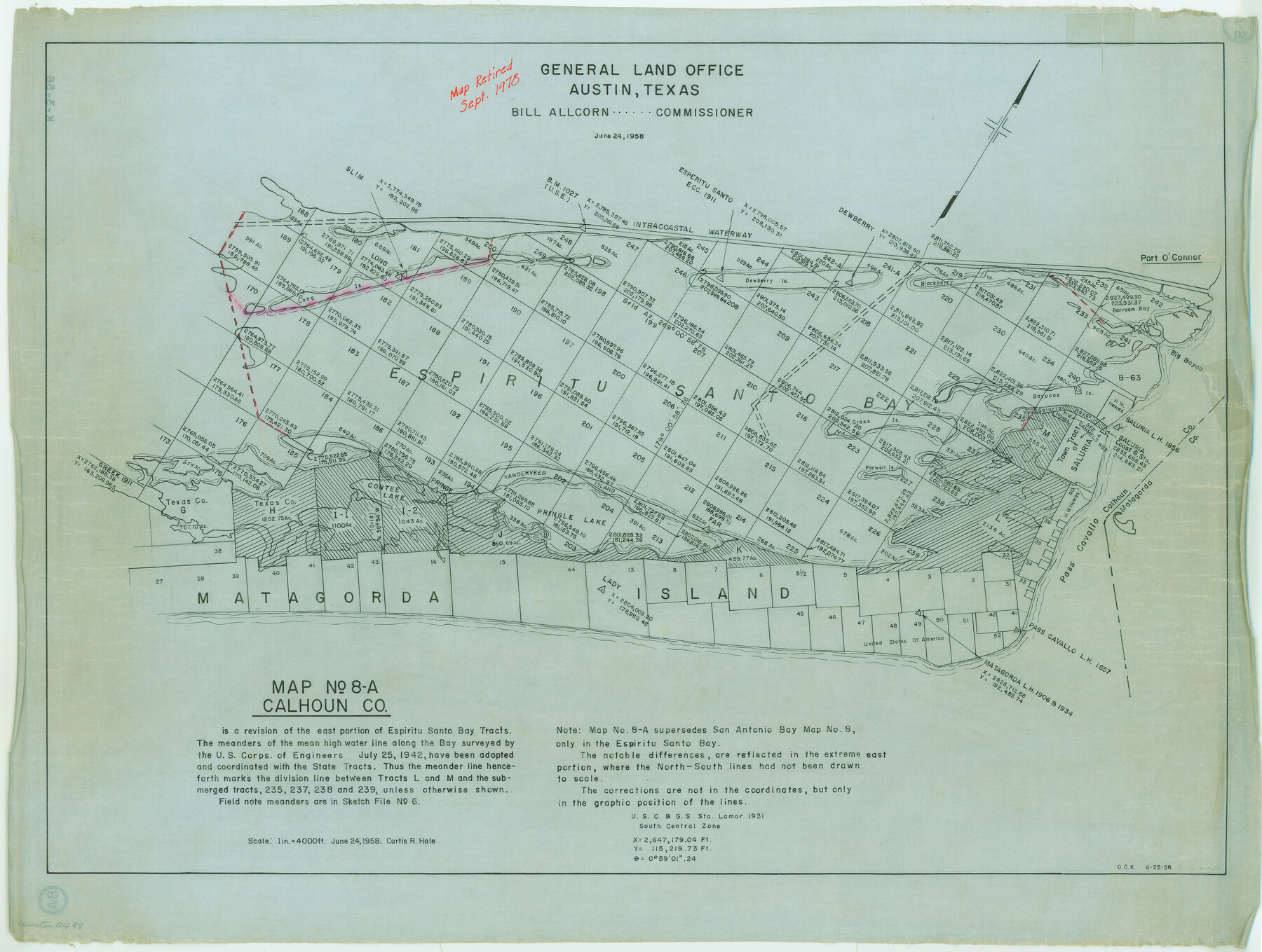 2498, Map No. 8-A, Calhoun Co. - Revision of the East portion of Espiritu Santo Bay Tracts, General Map Collection