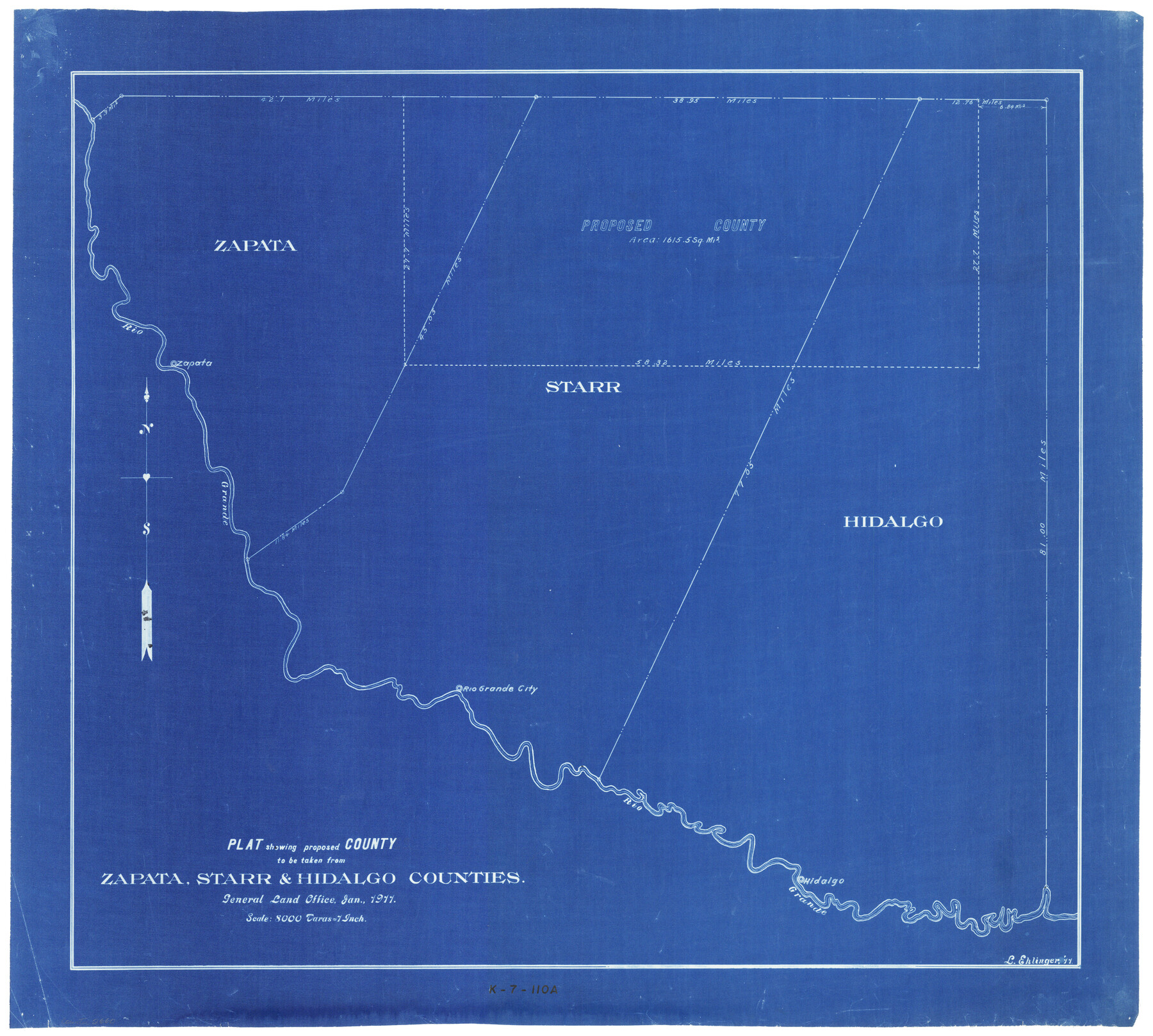2660, Plat showing proposed counties to be taken from Zapata, Starr & Hidalgo Counties, General Map Collection
