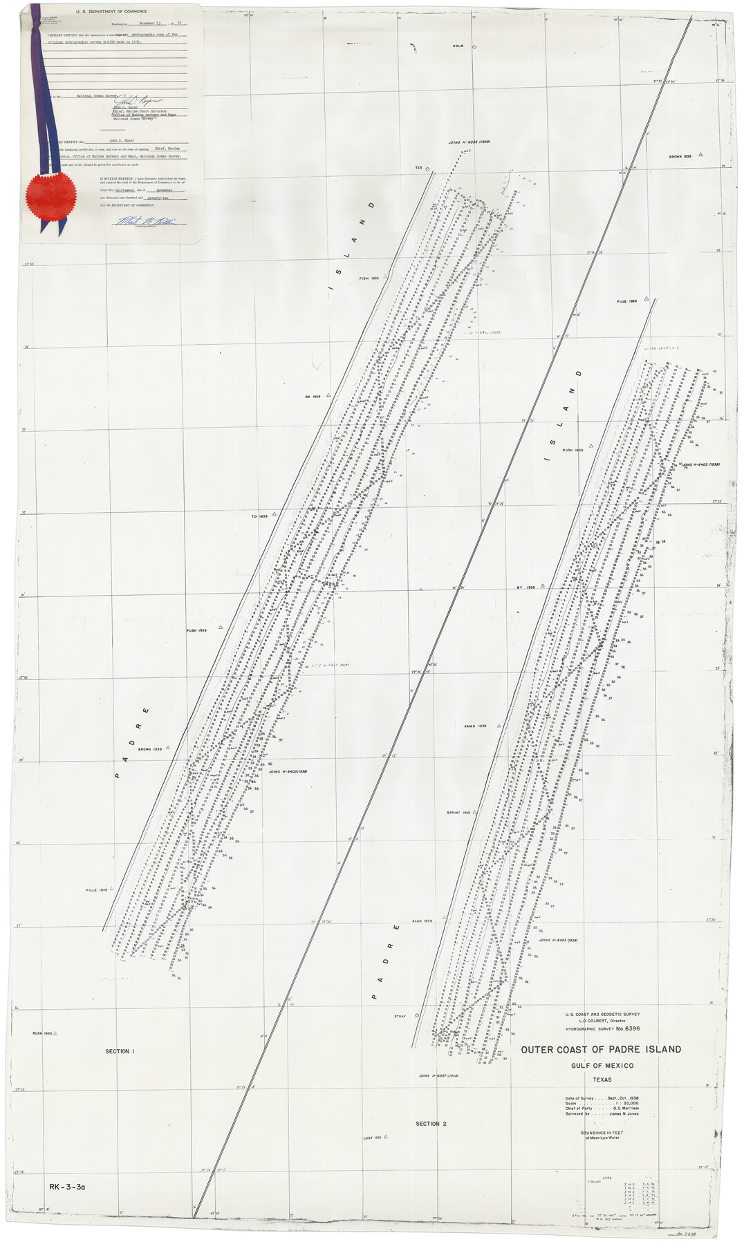 2698, Hydrographic Survey H-6396 of Outer Coast of Padre Island; Gulf of Mexico, General Map Collection
