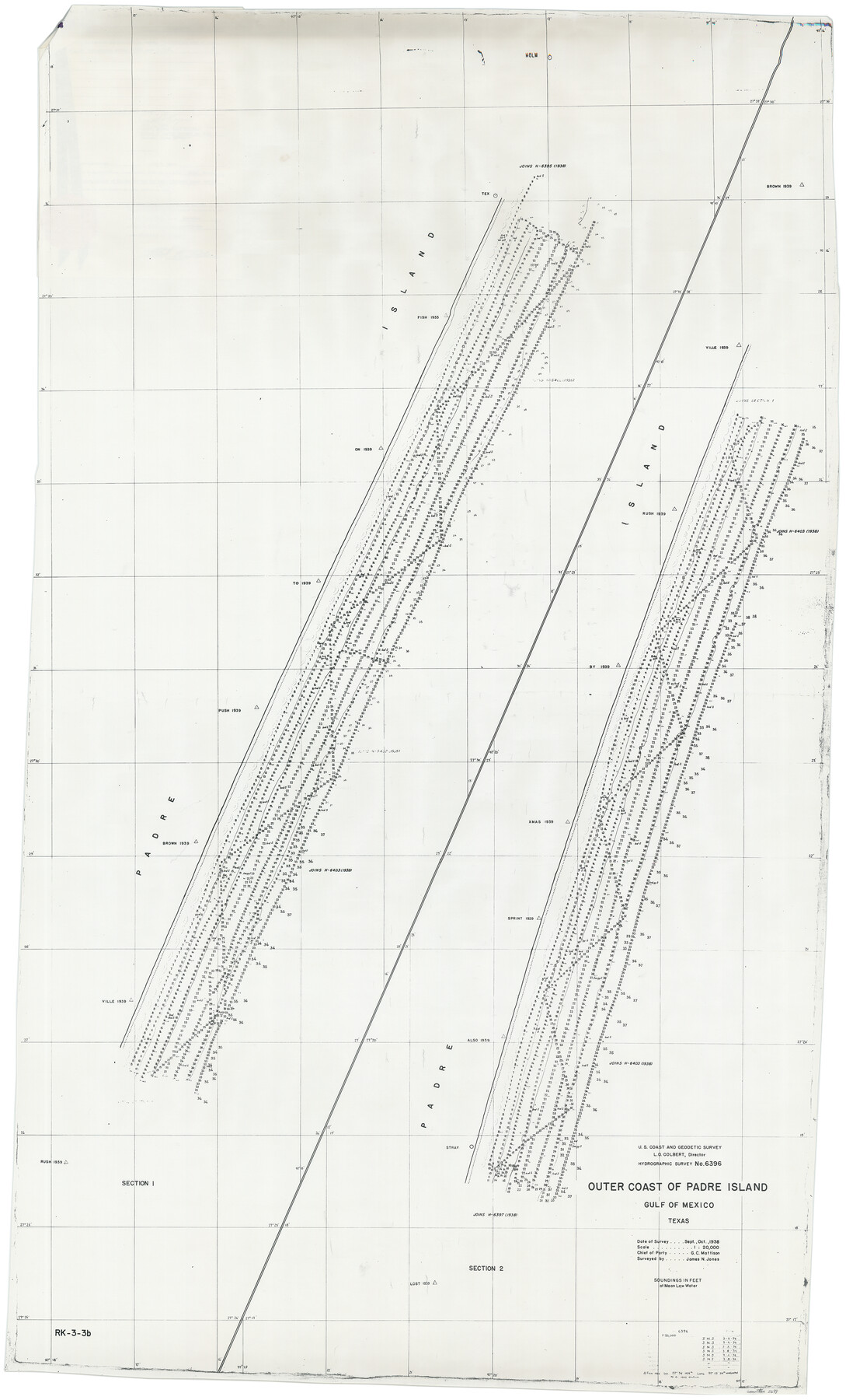 2699, Hydrographic Survey H-6396 of Outer Coast of Padre Island; Gulf of Mexico, General Map Collection
