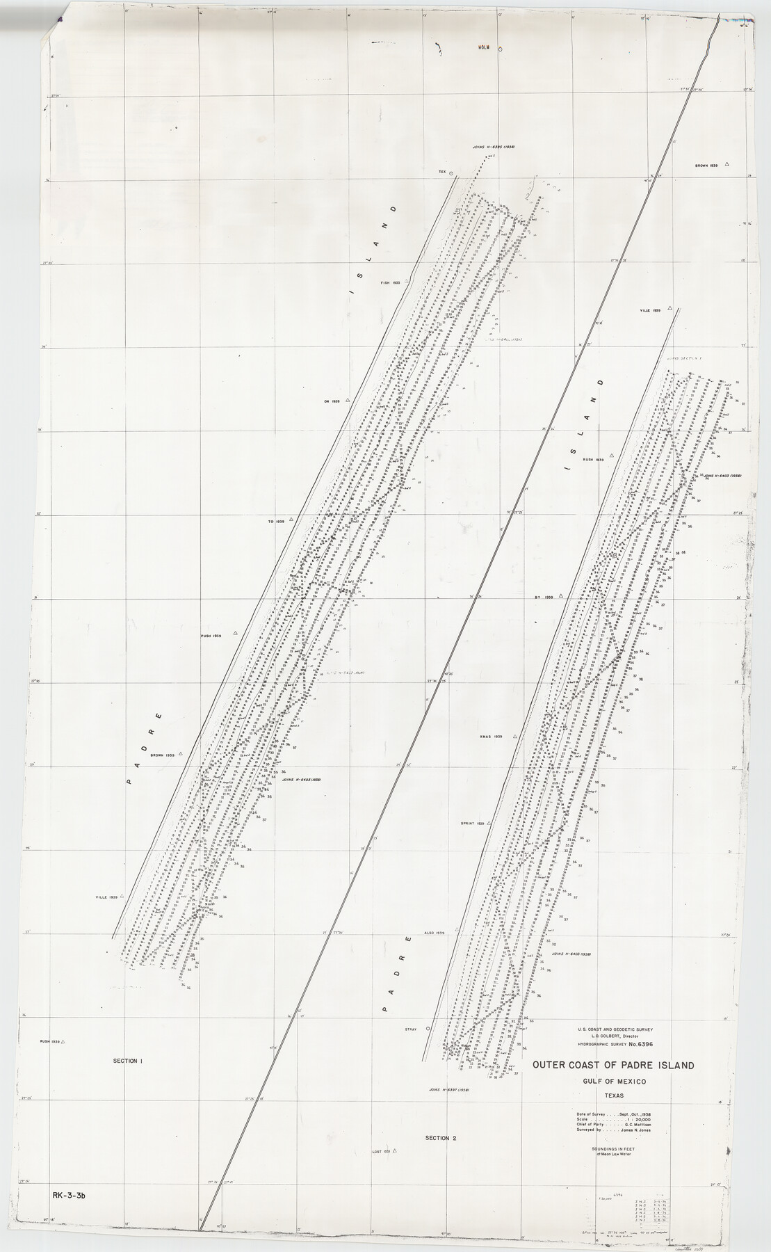 2699, Hydrographic Survey H-6396 of Outer Coast of Padre Island; Gulf of Mexico, General Map Collection