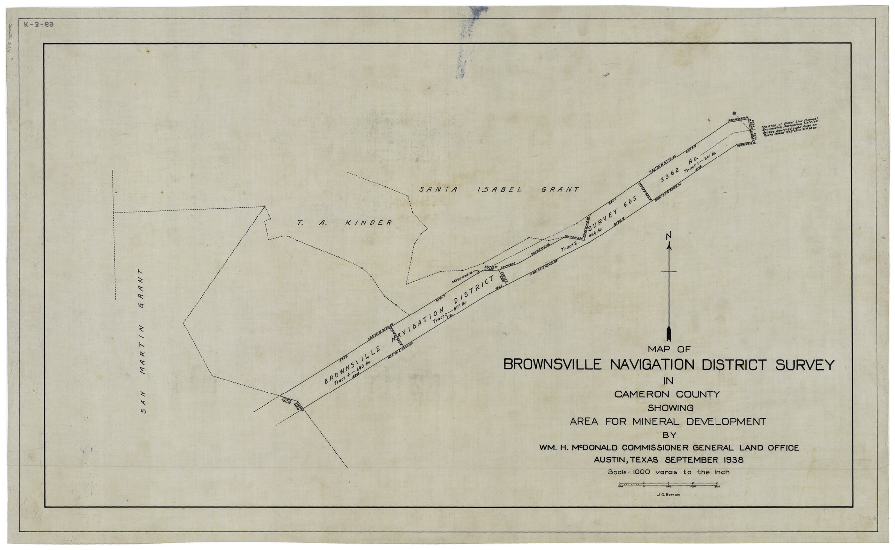 2731, Map of Brownsville Navigation District survey in Cameron County showing area for mineral development, General Map Collection
