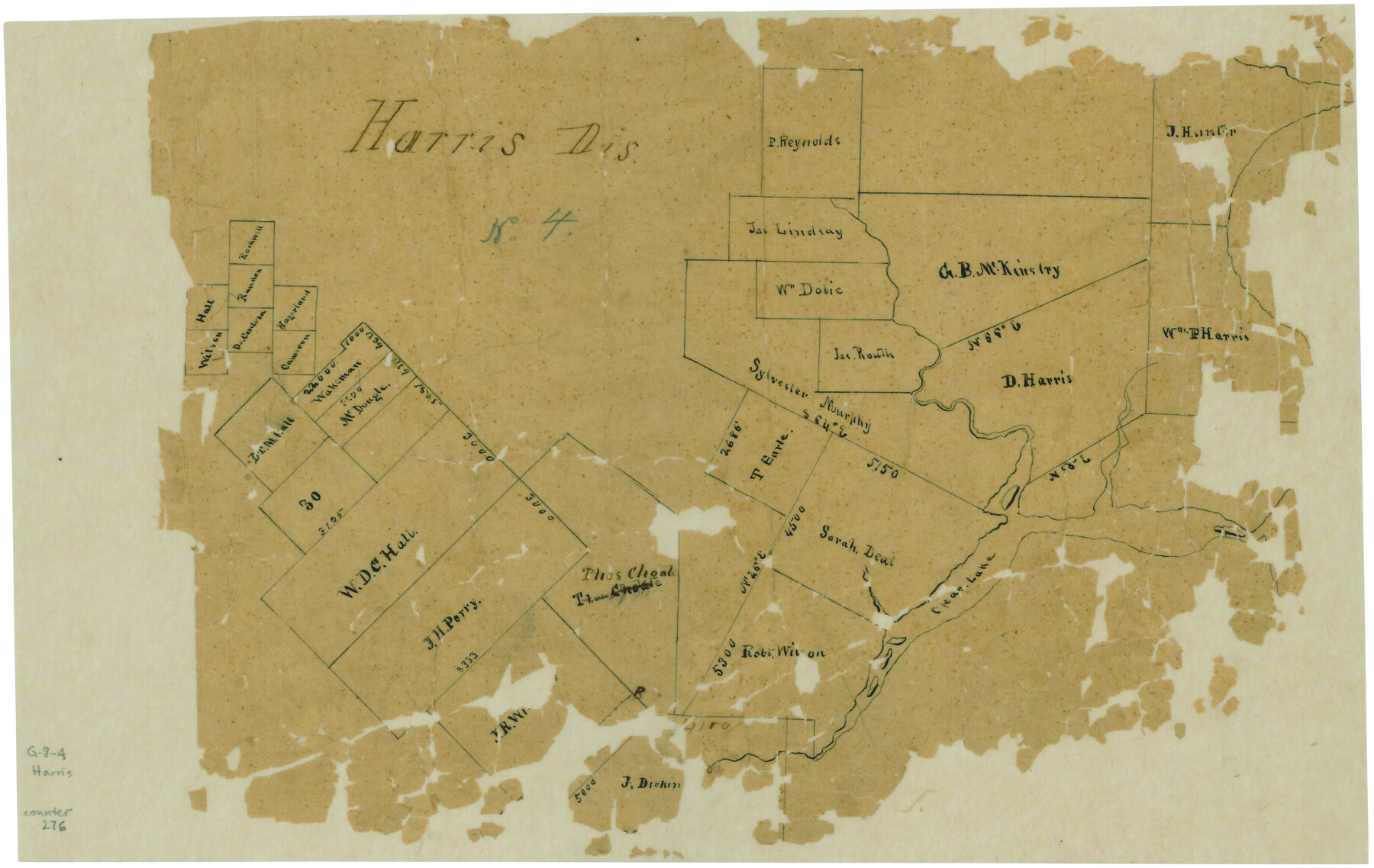 276, [Surveys in the Harris District at Clear Lake], General Map Collection