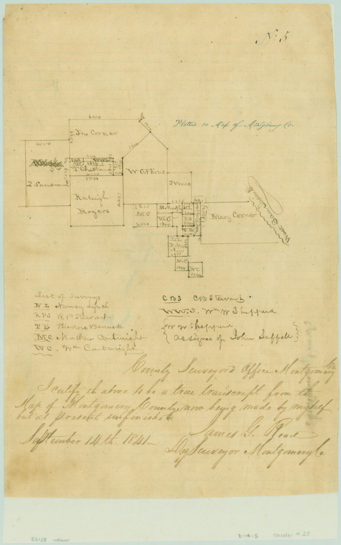 28, [Surveys in Montgomery County along the west San Jacinto River], General Map Collection