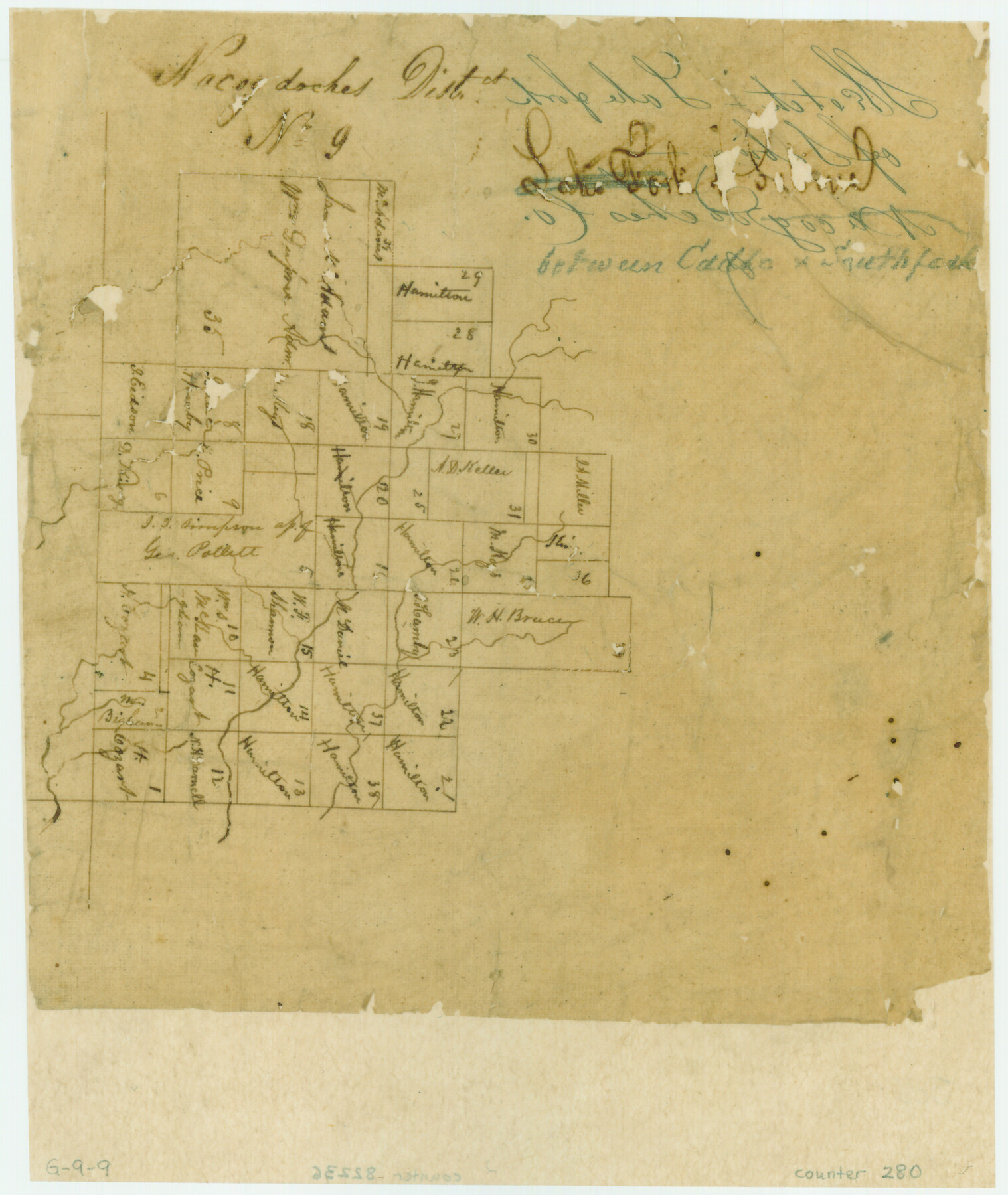 280, [Surveys between the Caddo River and south fork of the Sabine River], General Map Collection