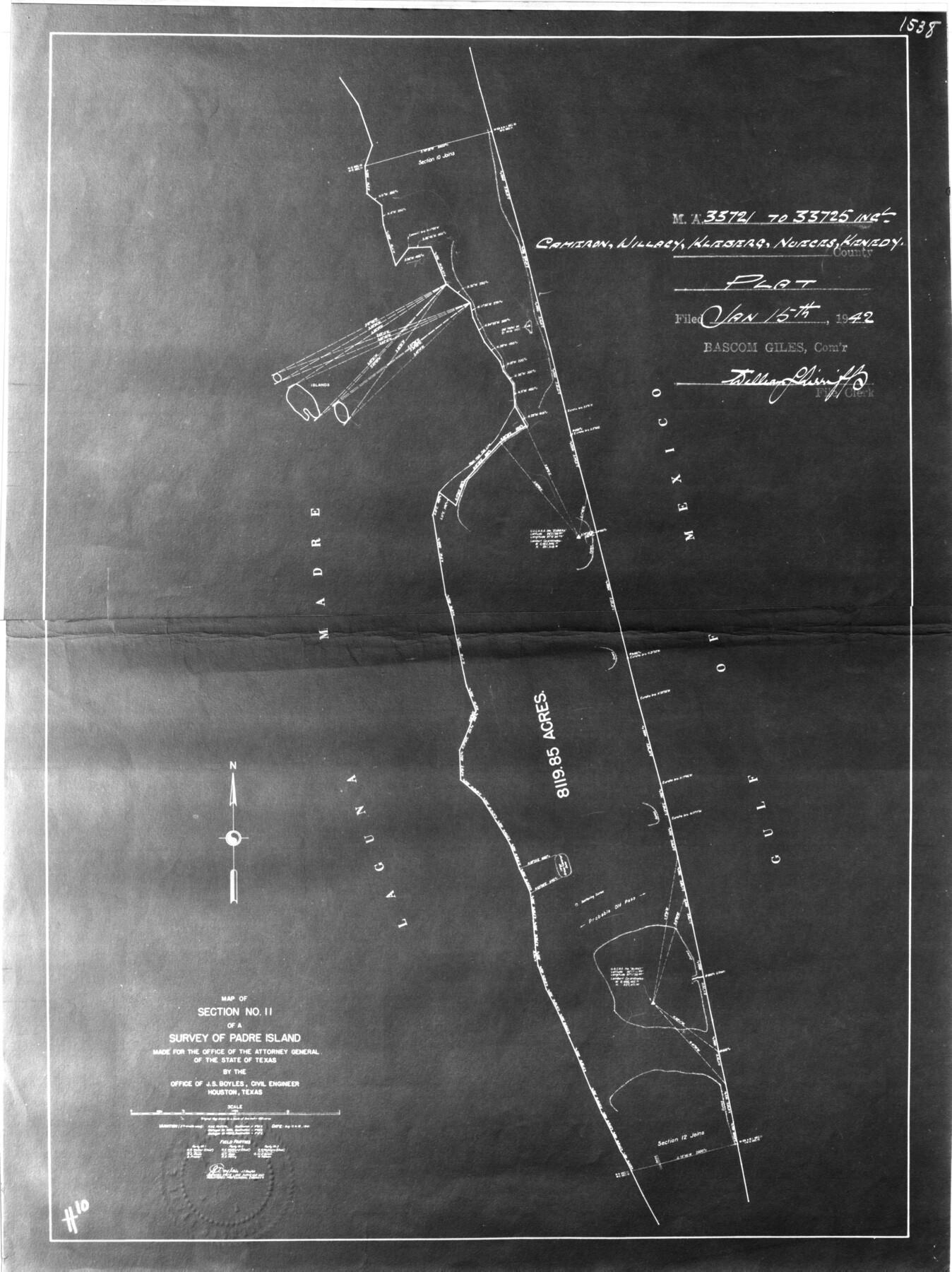 2868, [Sketch for Mineral Application 33721 - 33725  Incl. - Padre and Mustang Island], General Map Collection