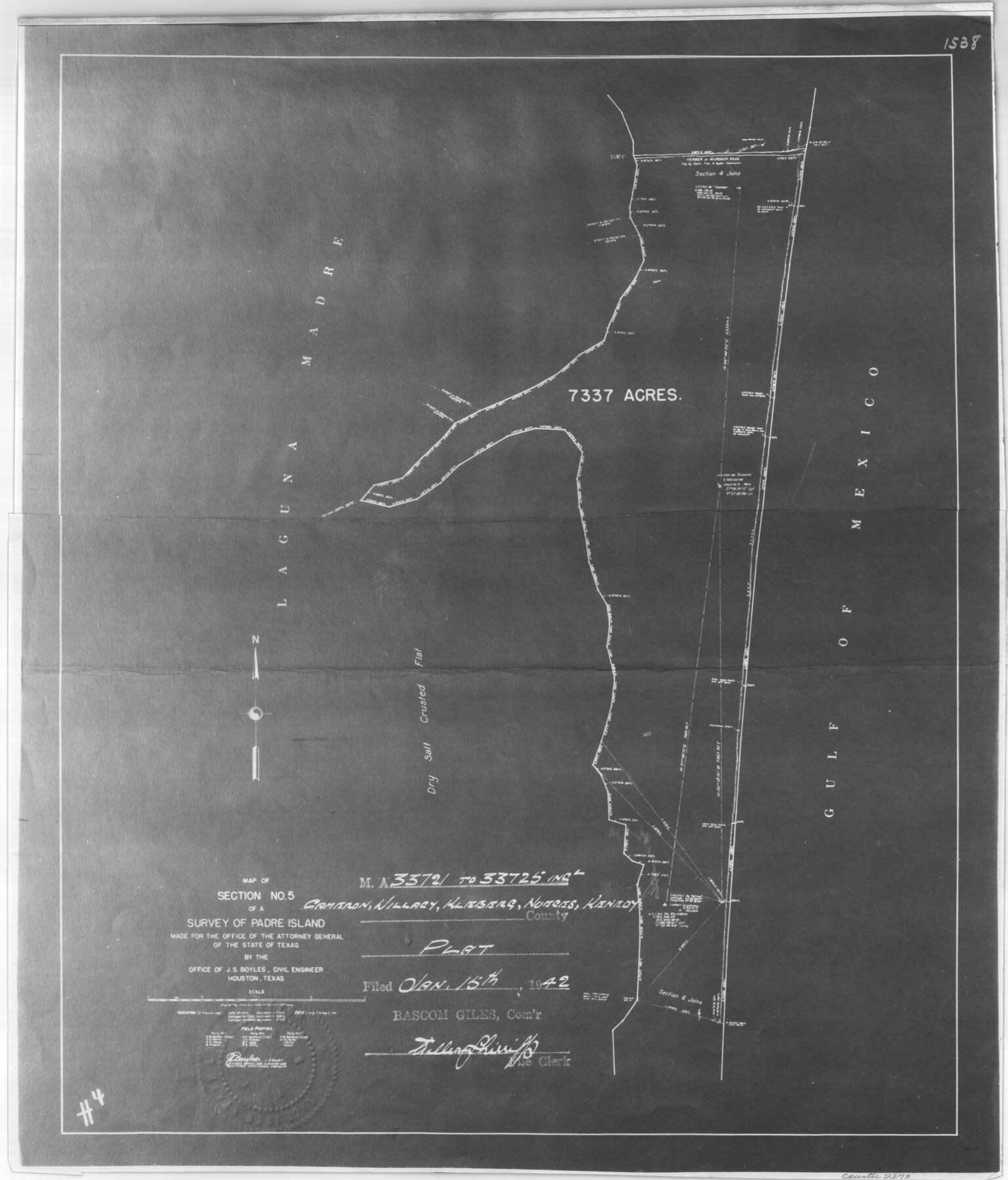 2873, [Sketch for Mineral Application 33721 - 33725  Incl. - Padre and Mustang Island], General Map Collection