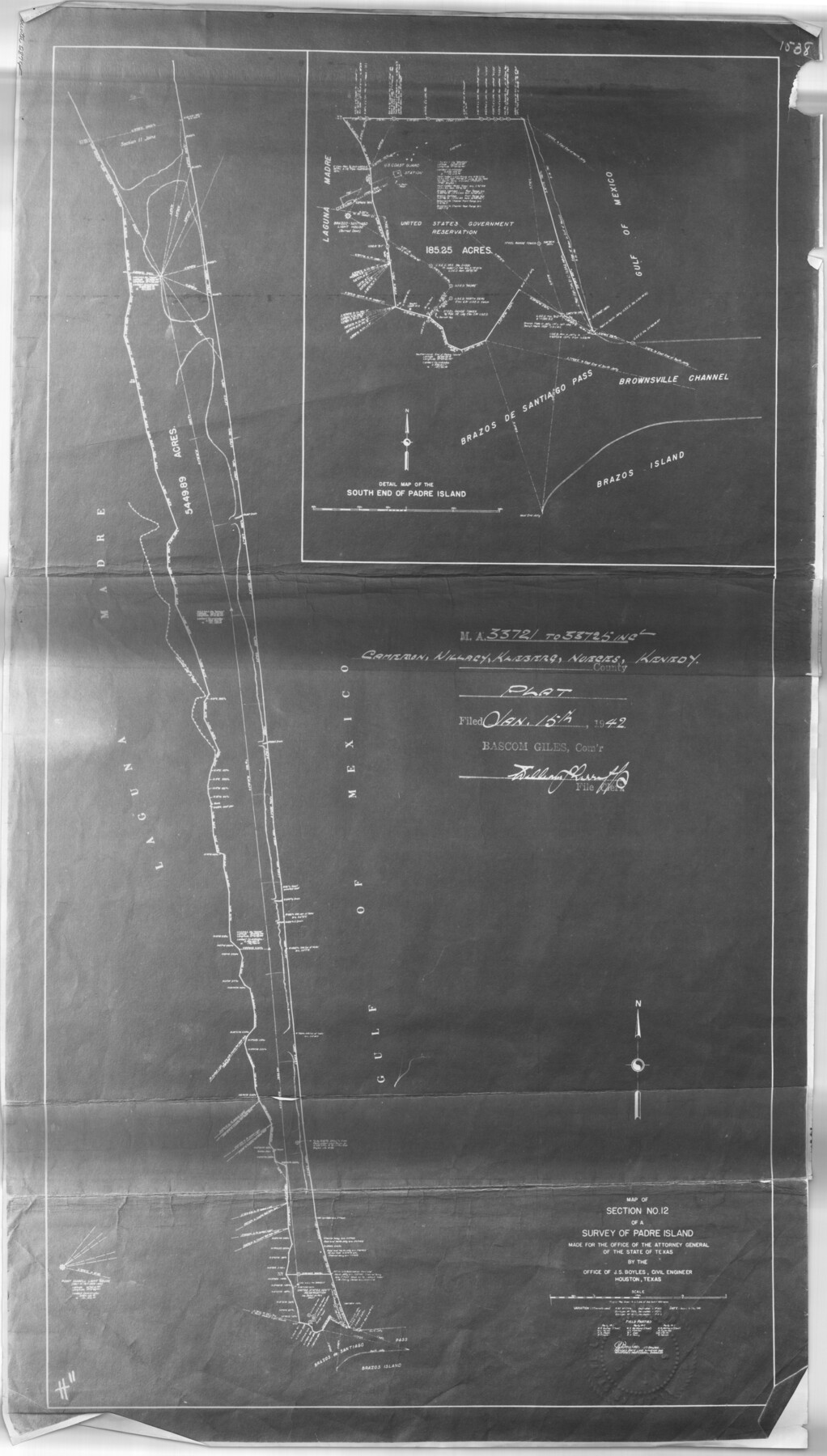 2874, [Sketch for Mineral Application 33721 - 33725  Incl. - Padre and Mustang Island], General Map Collection