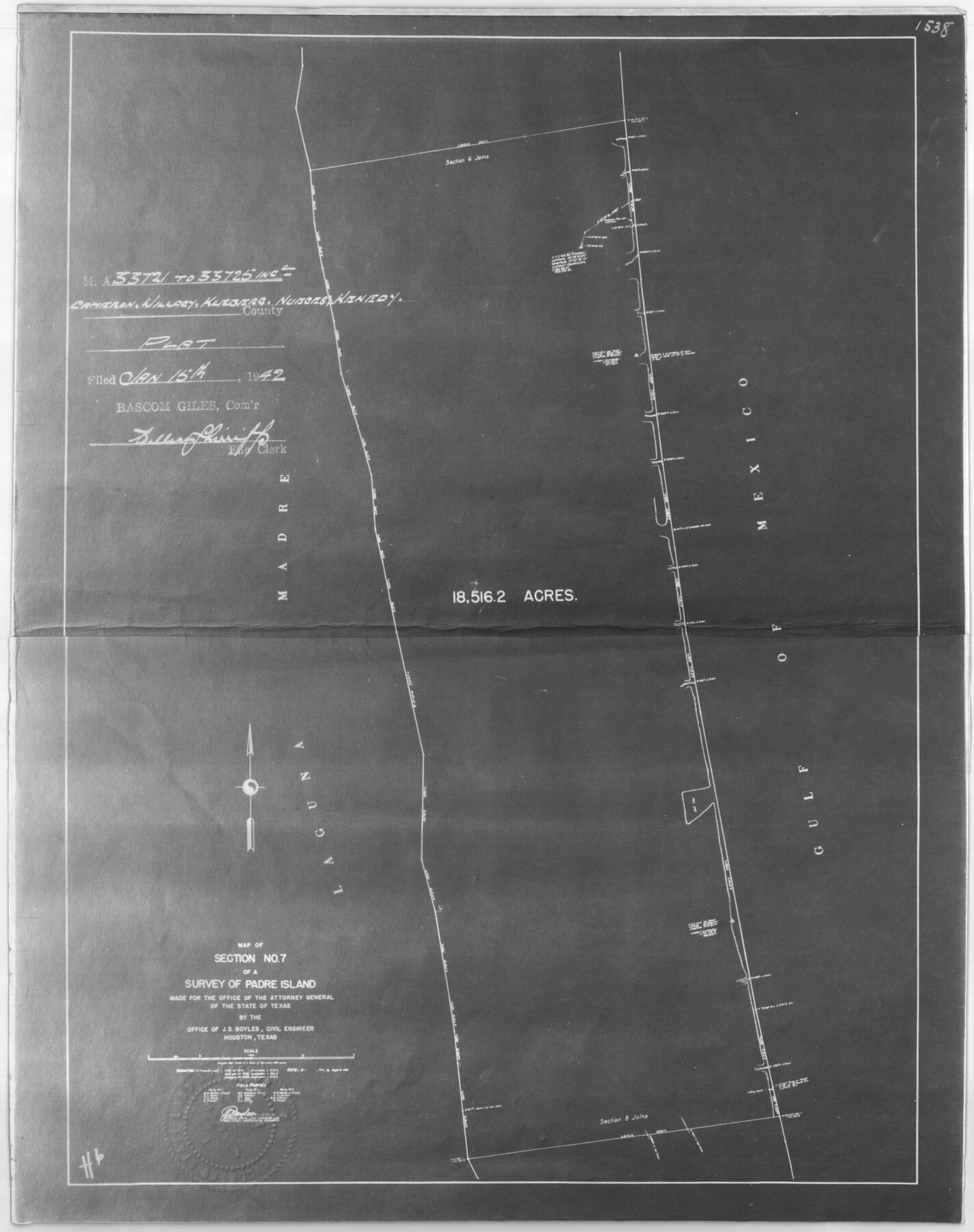 2876, [Sketch for Mineral Application 33721 - 33725  Incl. - Padre and Mustang Island], General Map Collection