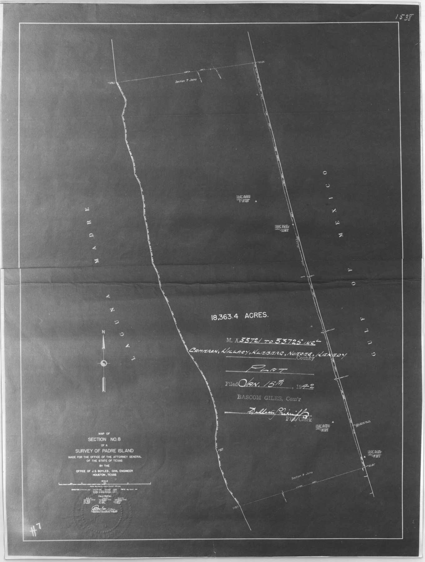 2877, [Sketch for Mineral Application 33721 - 33725  Incl. - Padre and Mustang Island], General Map Collection