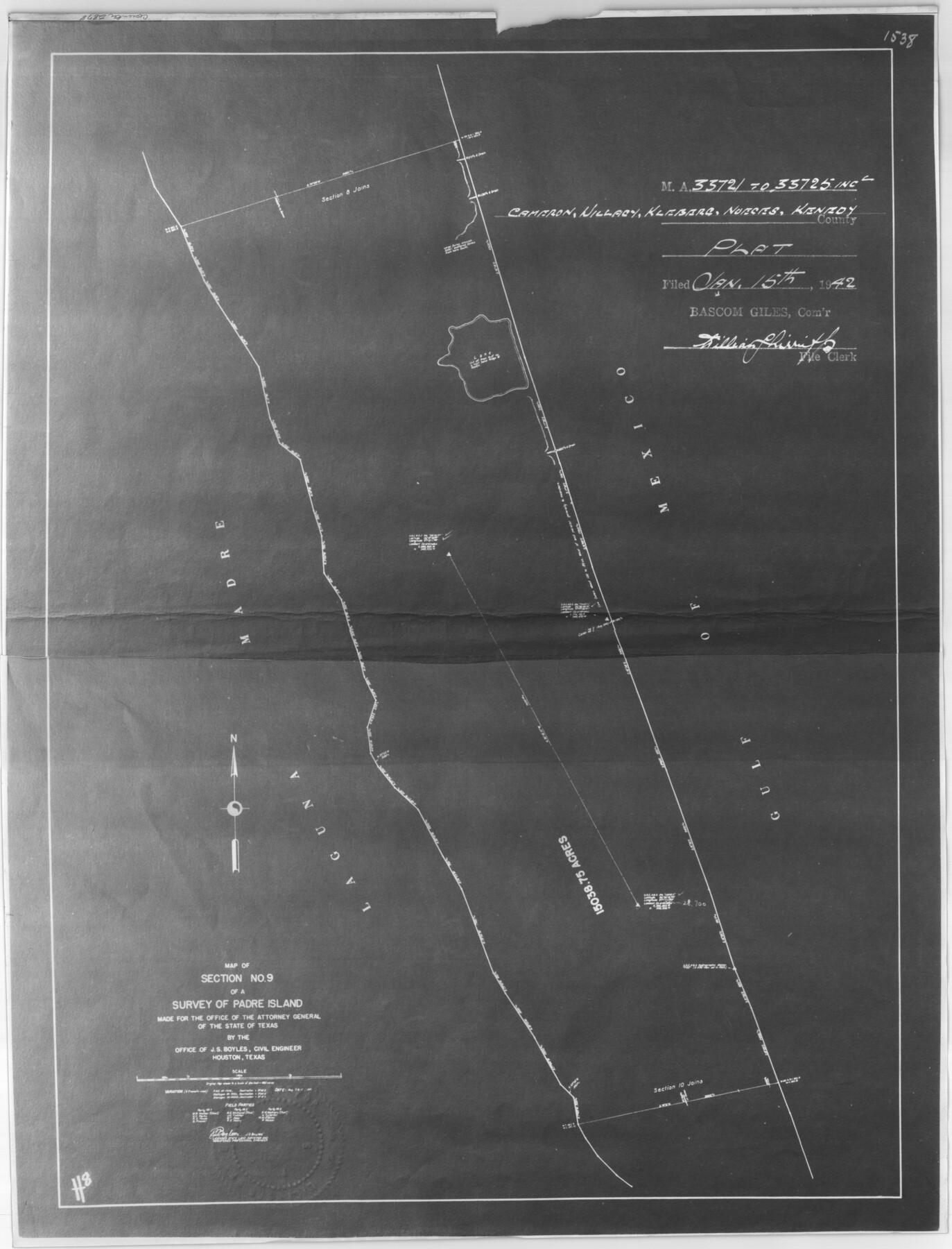 2878, [Sketch for Mineral Application 33721 - 33725  Incl. - Padre and Mustang Island], General Map Collection