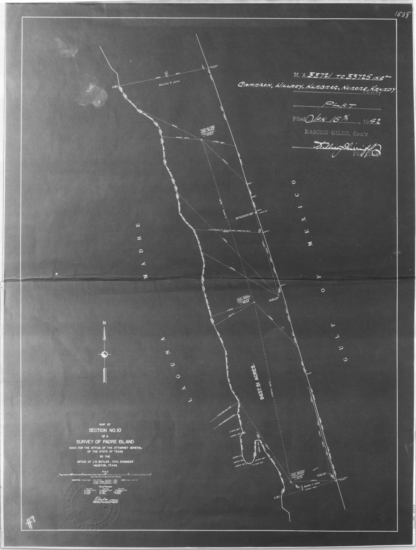 2879, [Sketch for Mineral Application 33721 - 33725  Incl. - Padre and Mustang Island], General Map Collection