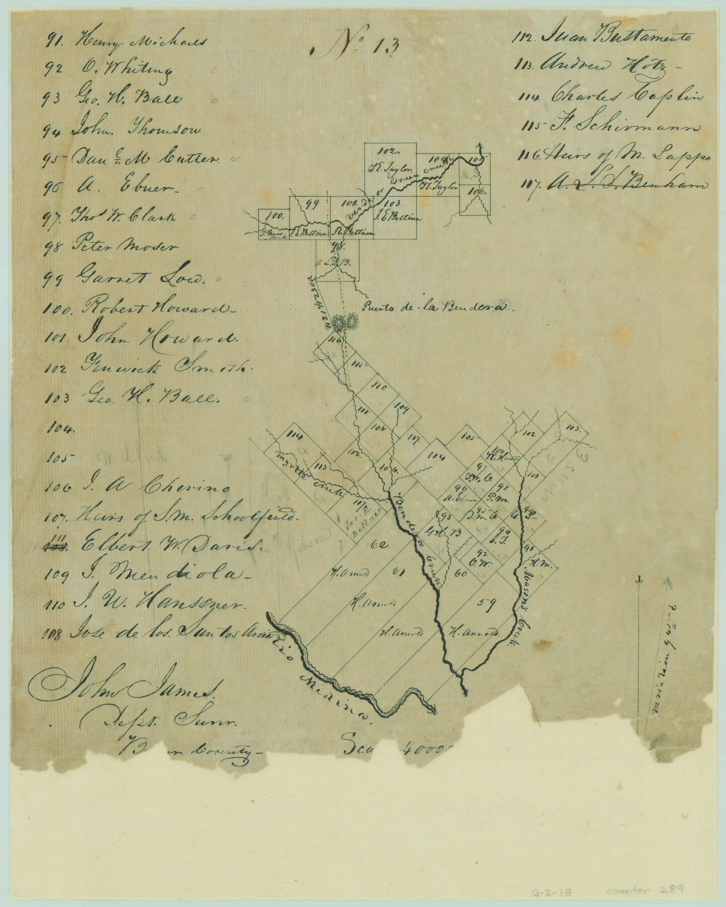 289, [Surveys along Verde and Bandera Creeks], General Map Collection