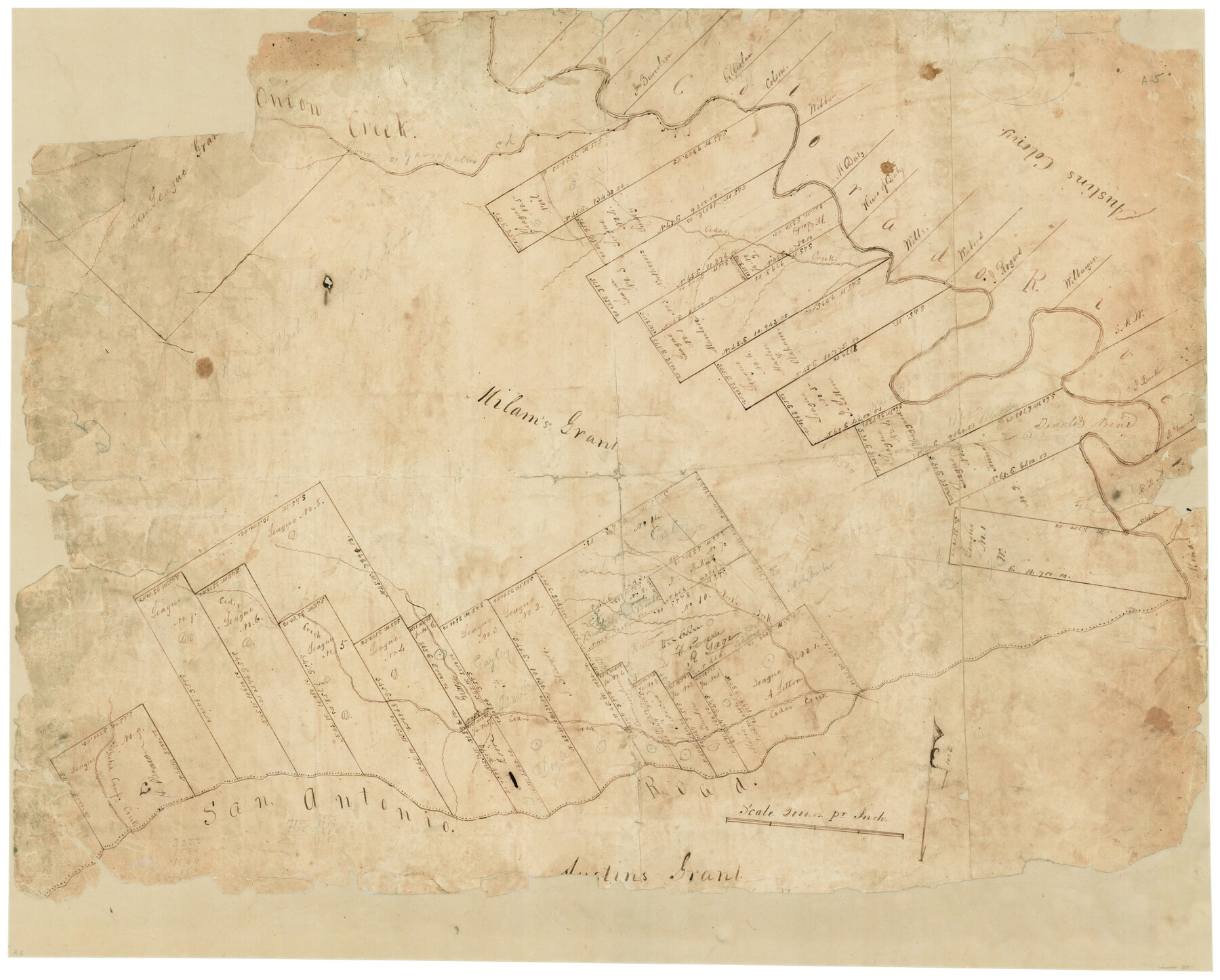 29, [Surveys in Milam's Colony between the Colorado River and northwest of the San Antonio Road], General Map Collection