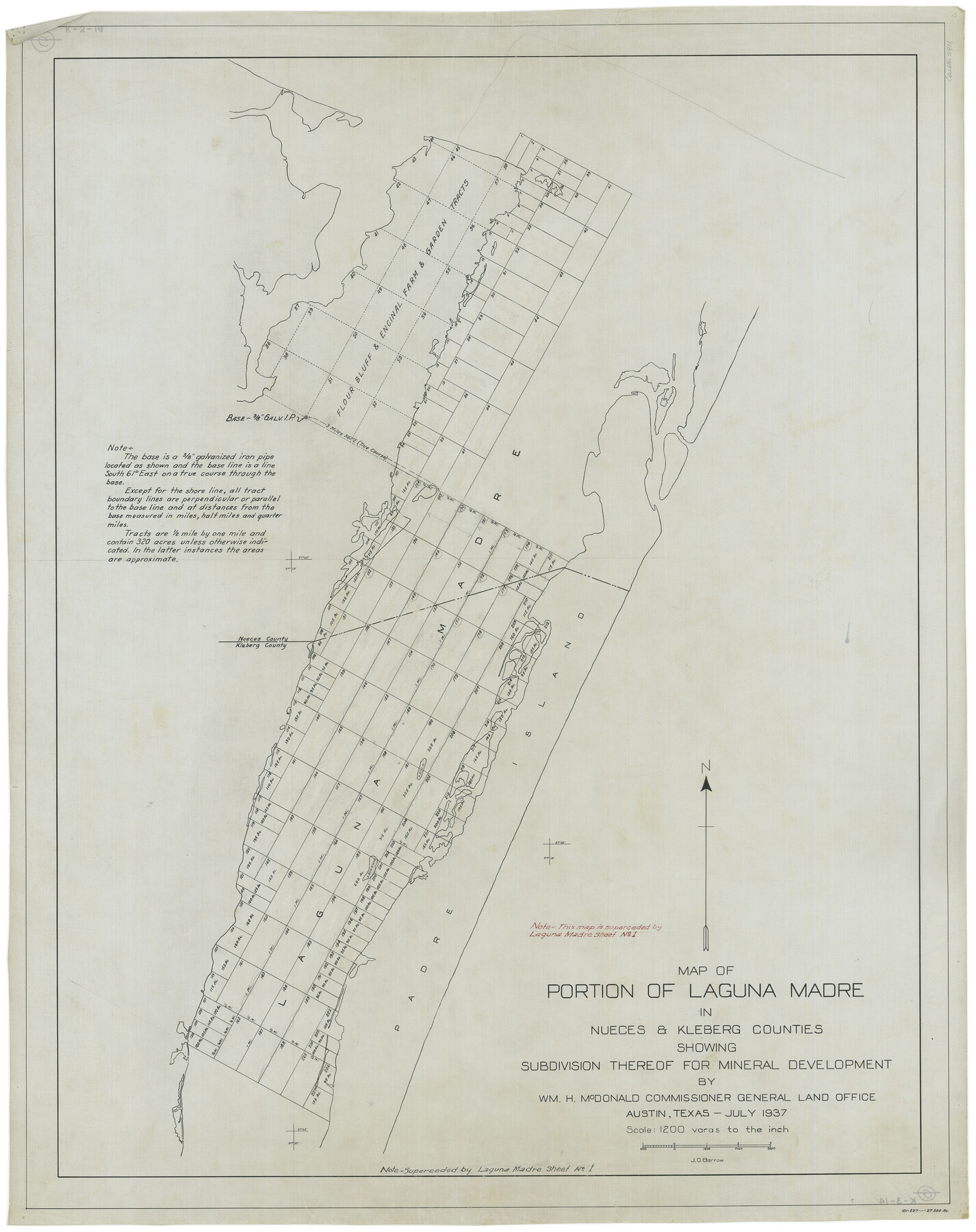 2918, Map of Portion of Laguna Madre in Nueces & Kleberg Counties showing subdivision thereof for mineral development, General Map Collection