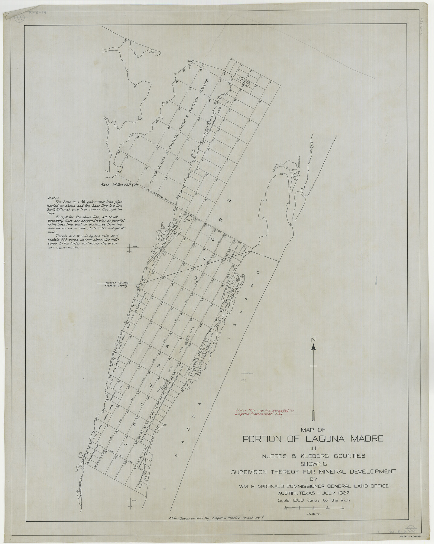 2918, Map of Portion of Laguna Madre in Nueces & Kleberg Counties showing subdivision thereof for mineral development, General Map Collection