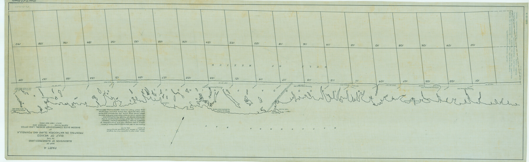 2931, Map of subdivision of submerged land in the Gulf of Mexico fronting on Matagorda Island and Peninsula, General Map Collection