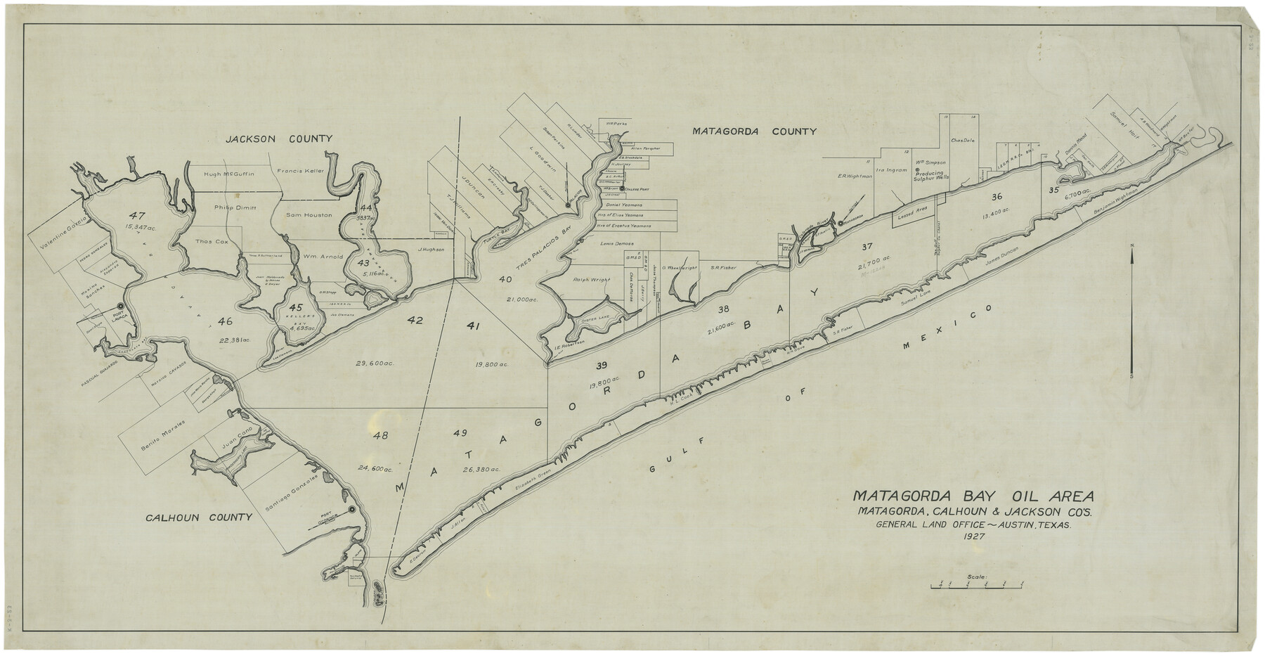 2934, Matagorda Bay Oil Area, Matagorda, Calhoun & Jackson Cos., General Map Collection