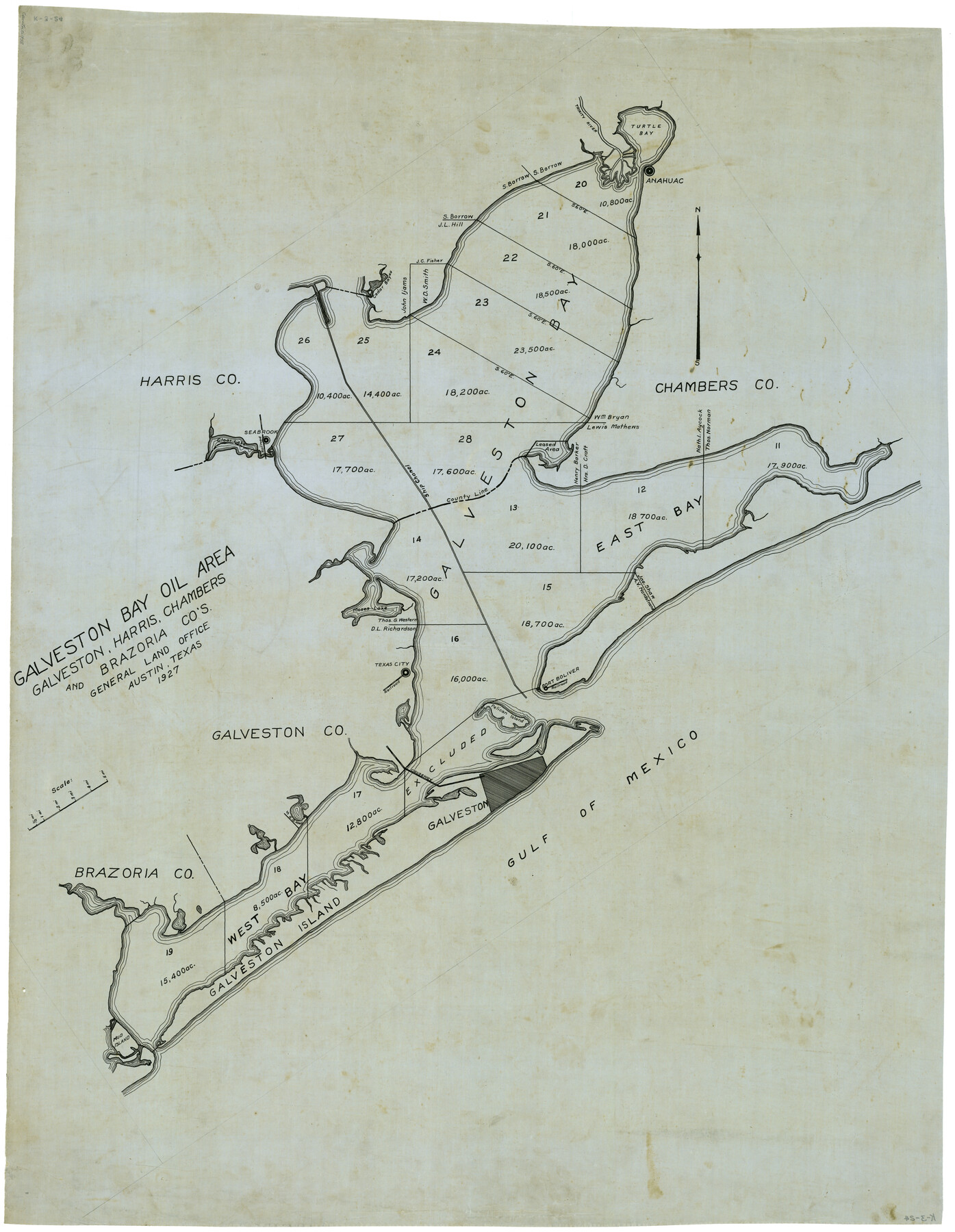 2938, Galveston Bay Oil Area, Galveston, Harris, Chambers and Brazoria Cos., General Map Collection