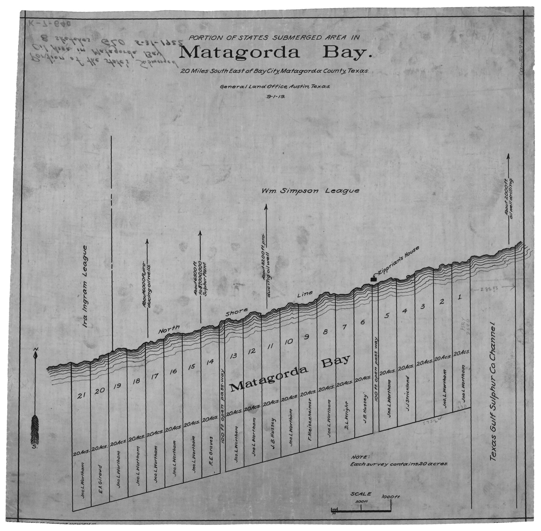 2949, Portion of States Submerged Area in Matagorda Bay, General Map Collection