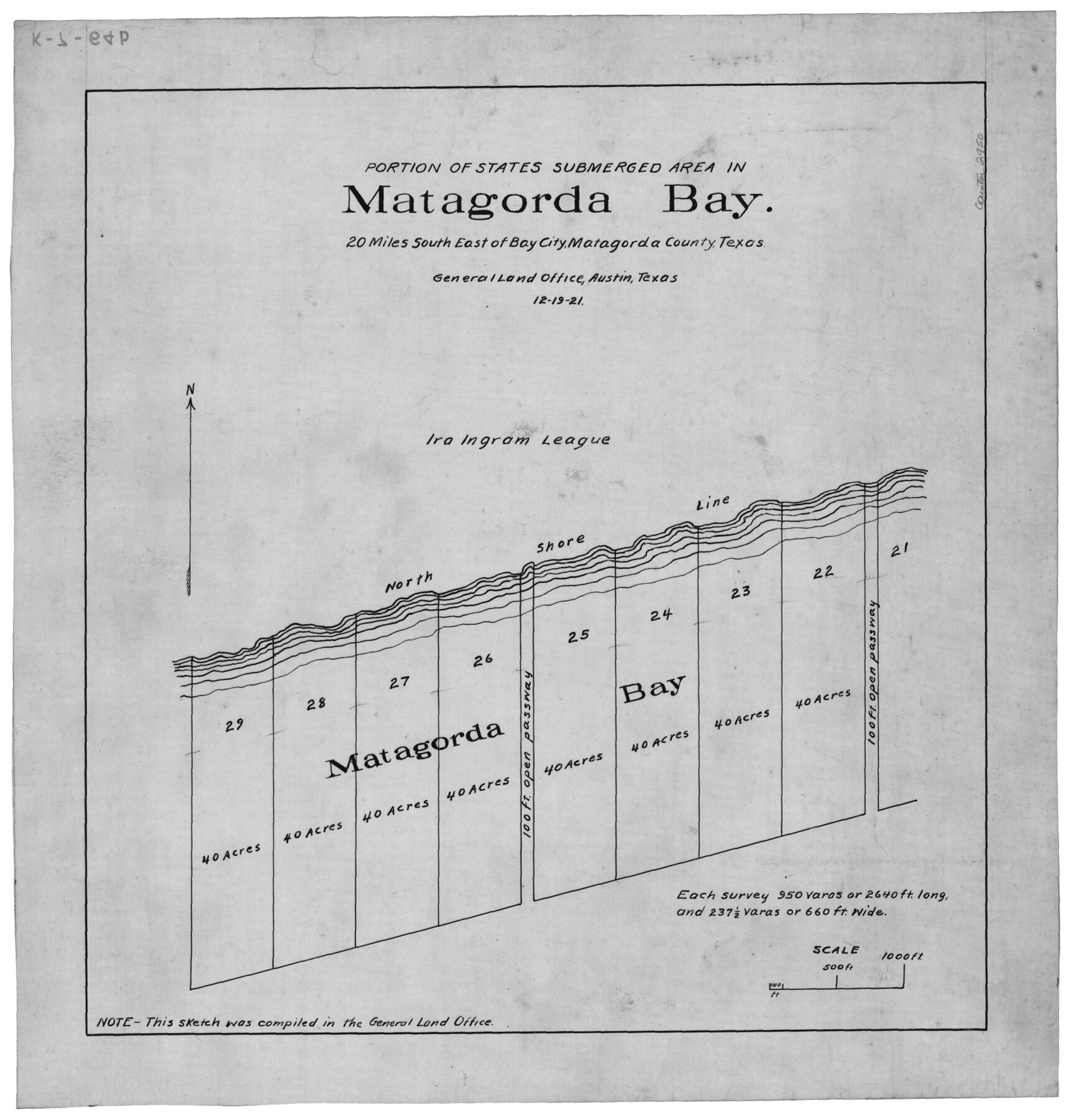 2950, Portion of States Submerged Area in Matagorda Bay, General Map Collection