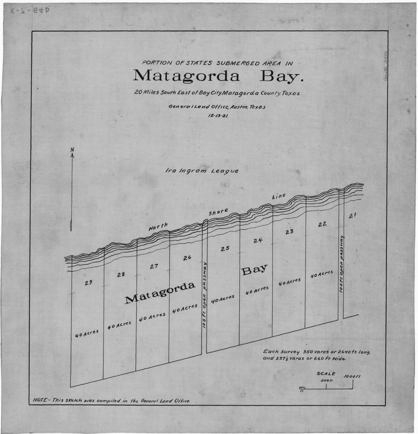 2950, Portion of States Submerged Area in Matagorda Bay, General Map Collection