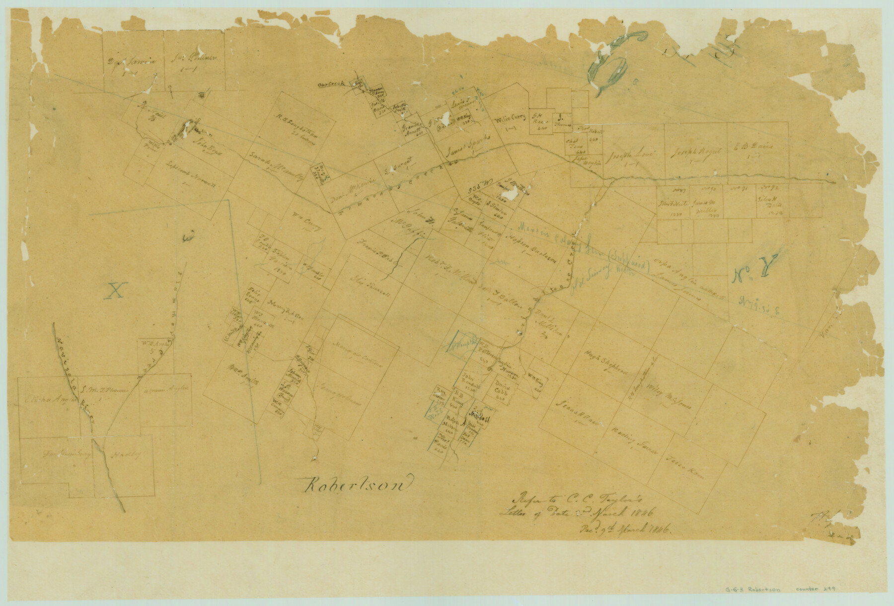 299, [Surveys along Tehuacano and Grindstone Creek, drawings X and Y], General Map Collection