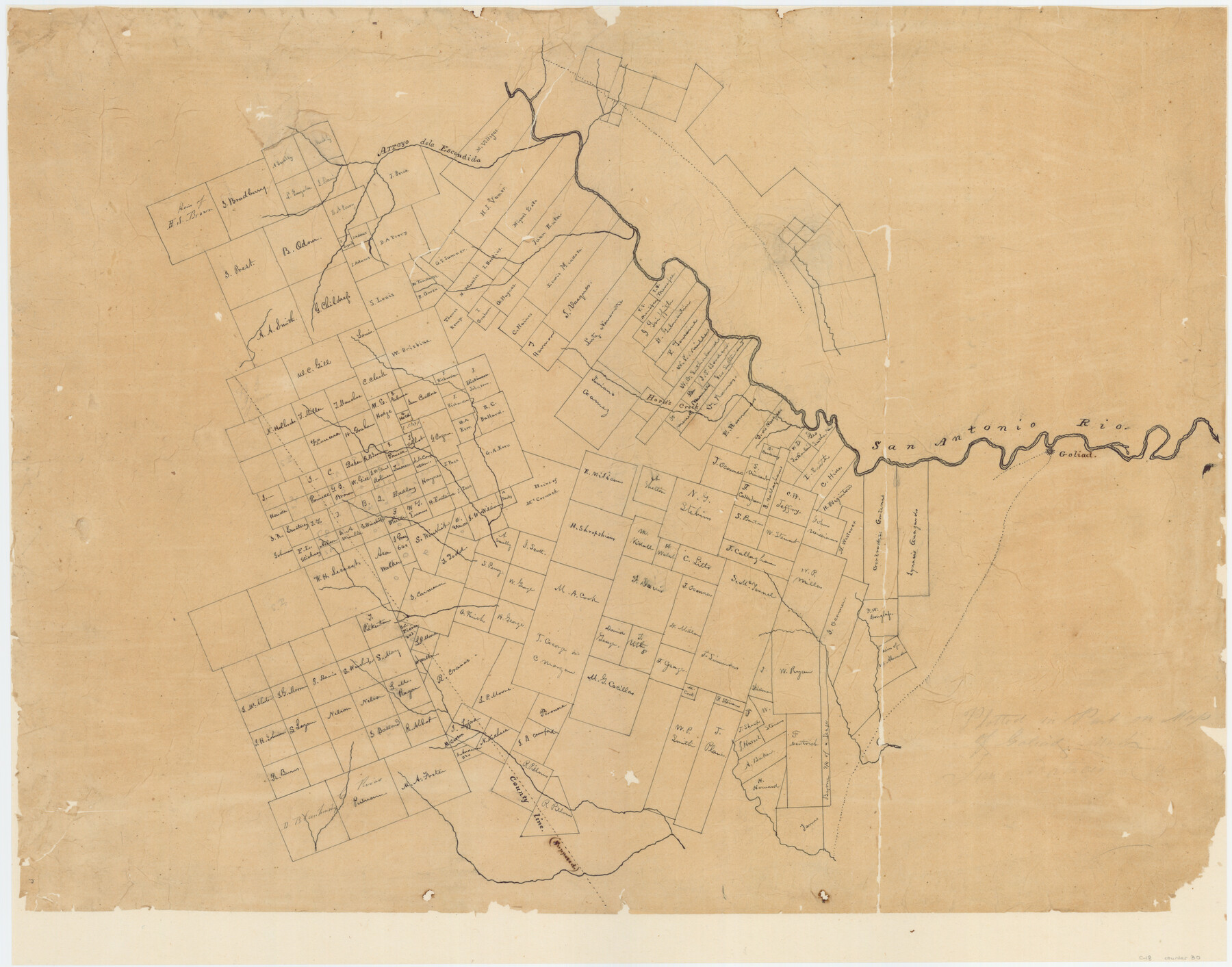 30, [Surveys in McMullen and McGloin's Colony along the San Antonio River], General Map Collection