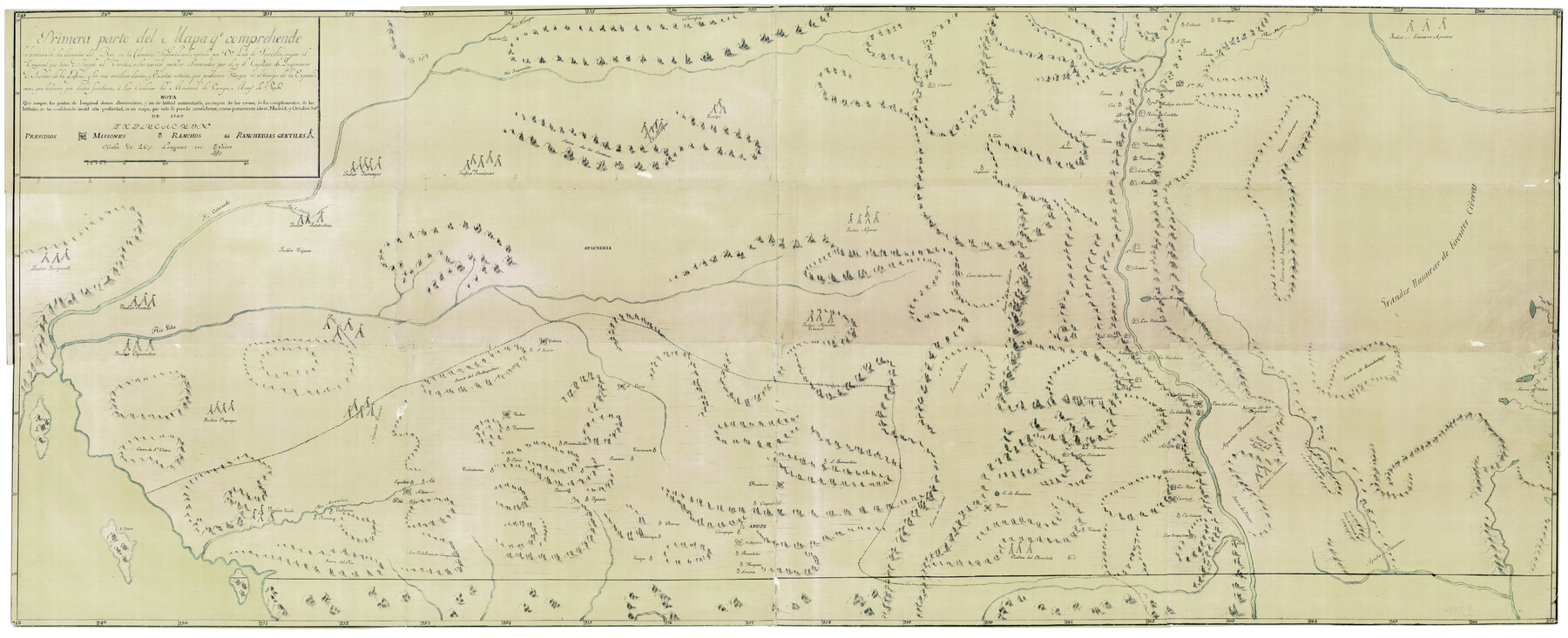 3062, Primera parte del Mapa, que comprende la Frontera, de los Dominios del Rey, en la America Septentrional, General Map Collection
