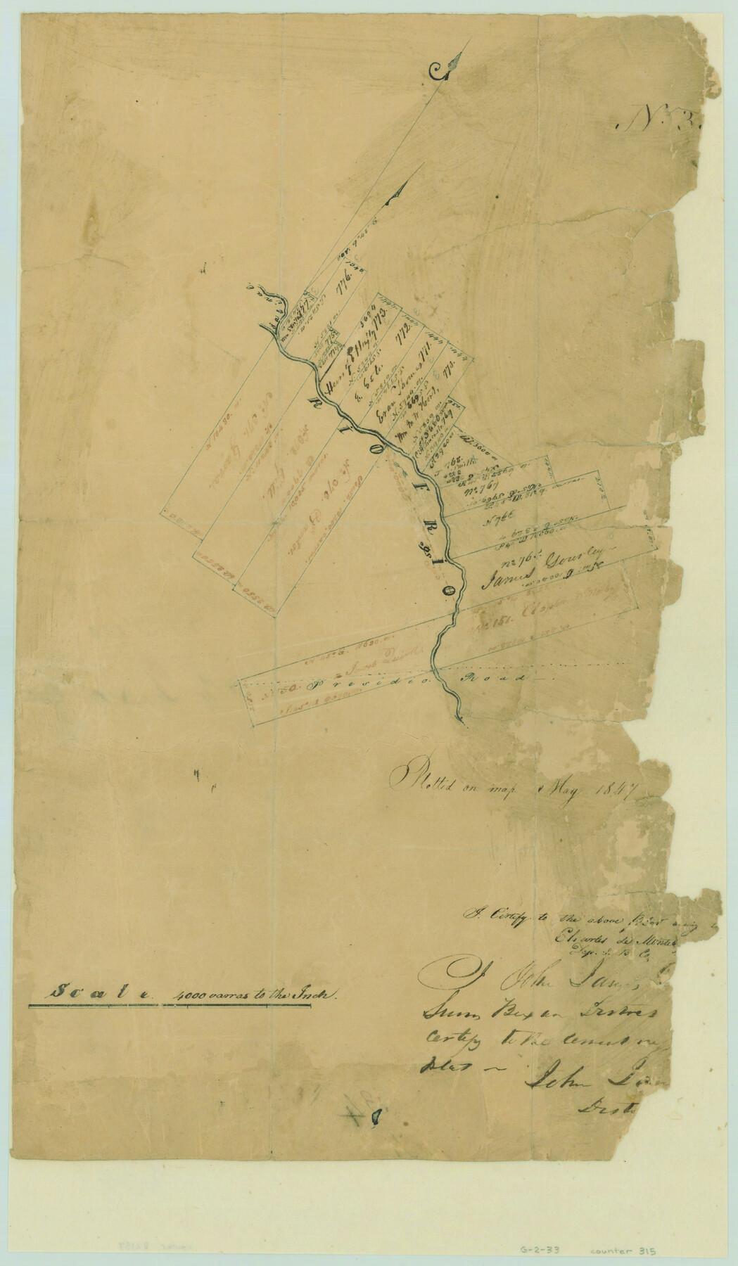 315, [Surveys in the Bexar District along the Frio River], General Map Collection