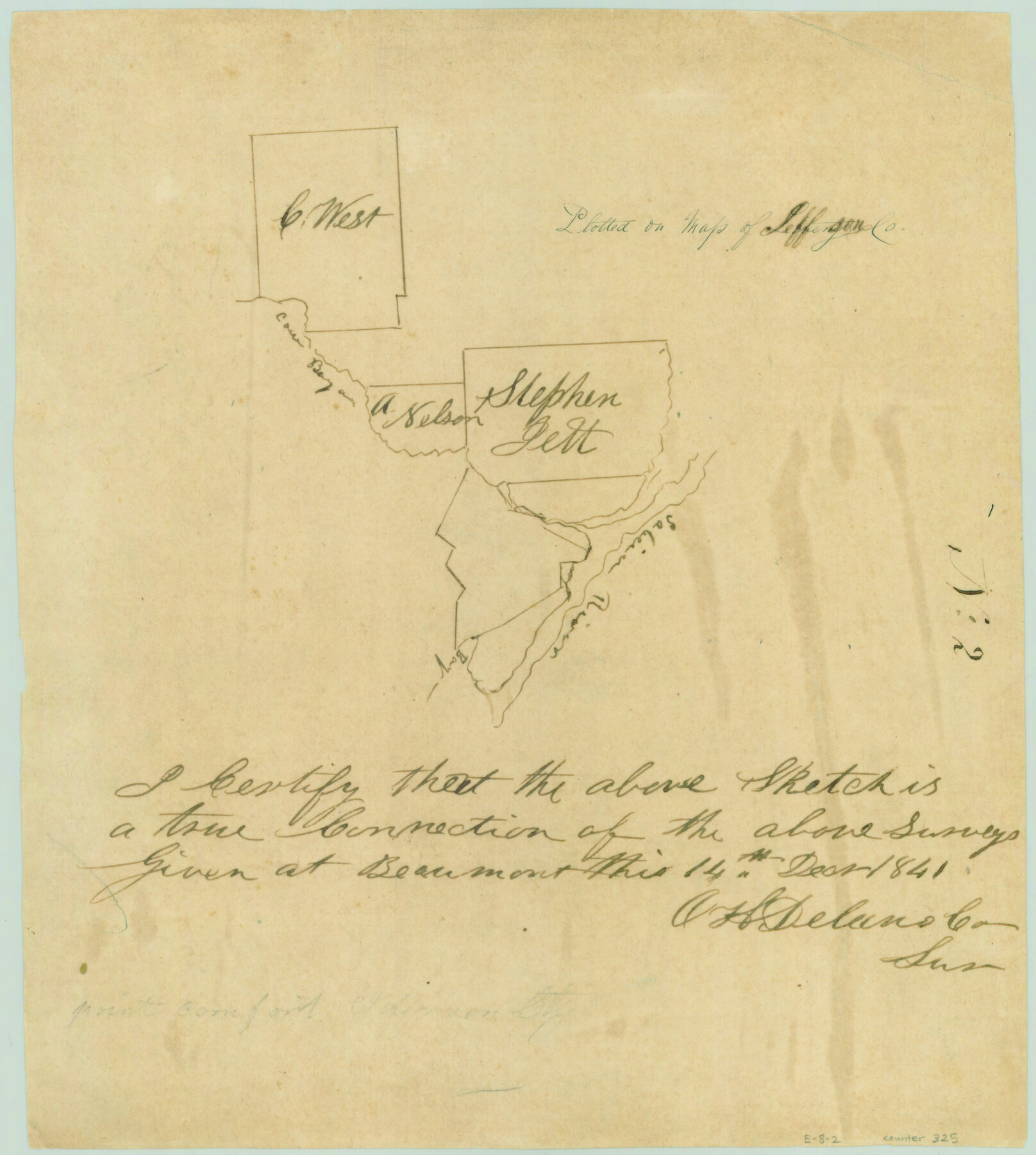 325, [Surveys in the Jefferson District on the Sabine River], General Map Collection
