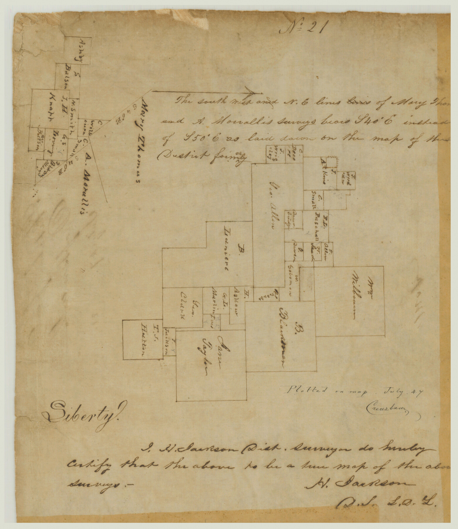 336, The south west and N.E. lines of Mary Thomas and A. Morrallis surveys, General Map Collection