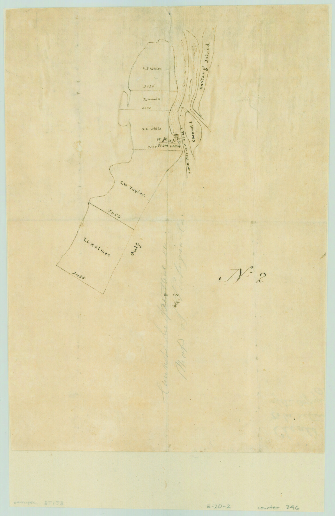 346, [Surveys along the Texas coast across from Mustang Island], General Map Collection