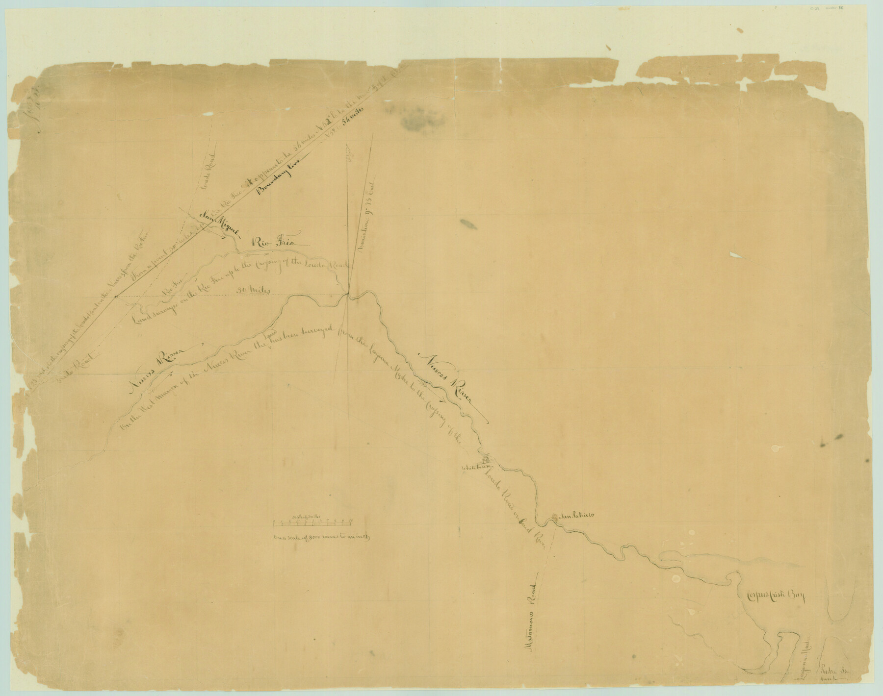 36, [Surveys in the Bexar and San Patricio Districts along the Nueces and Frio Rivers], General Map Collection