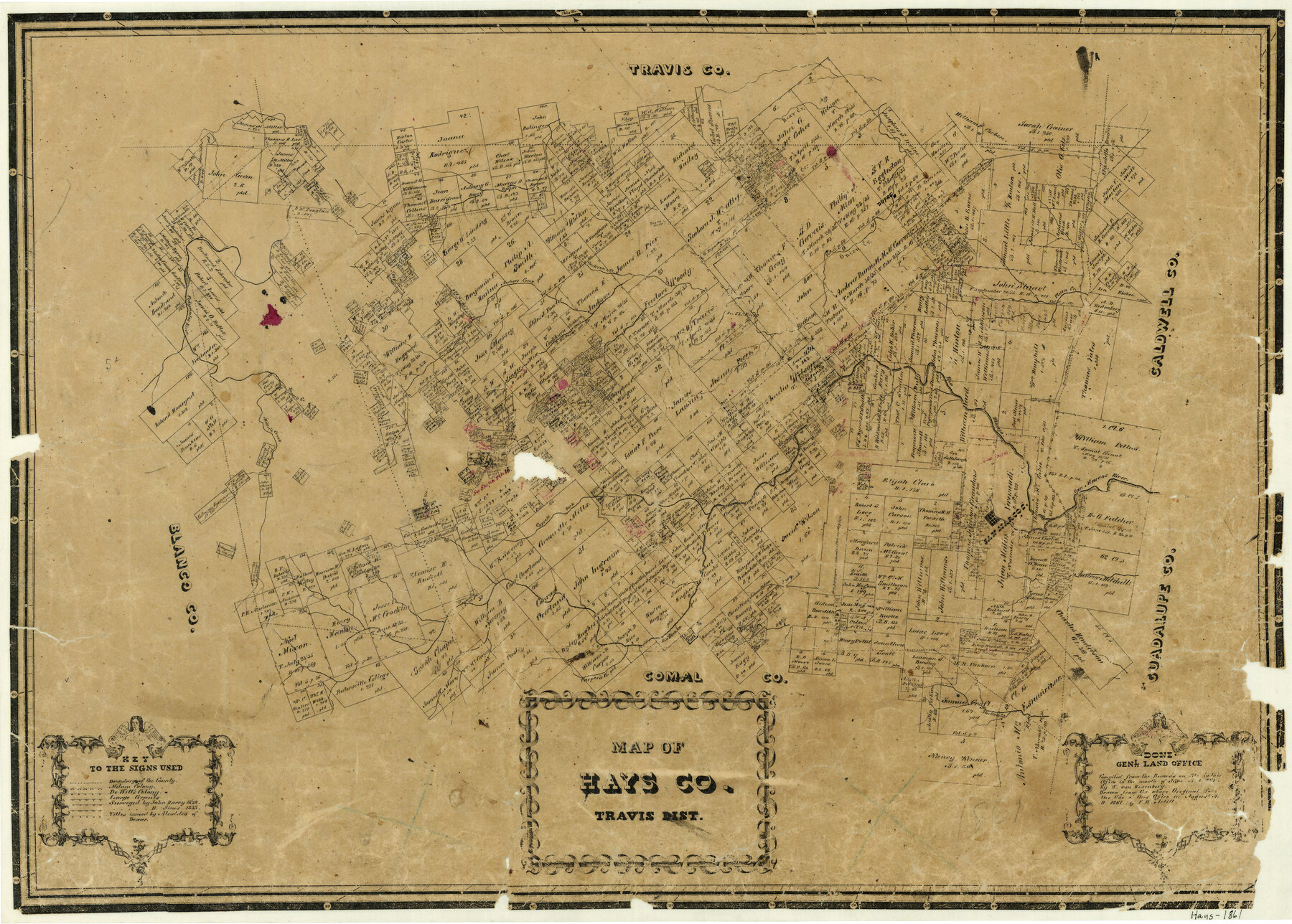 3648, Map of Hays County Travis District, General Map Collection