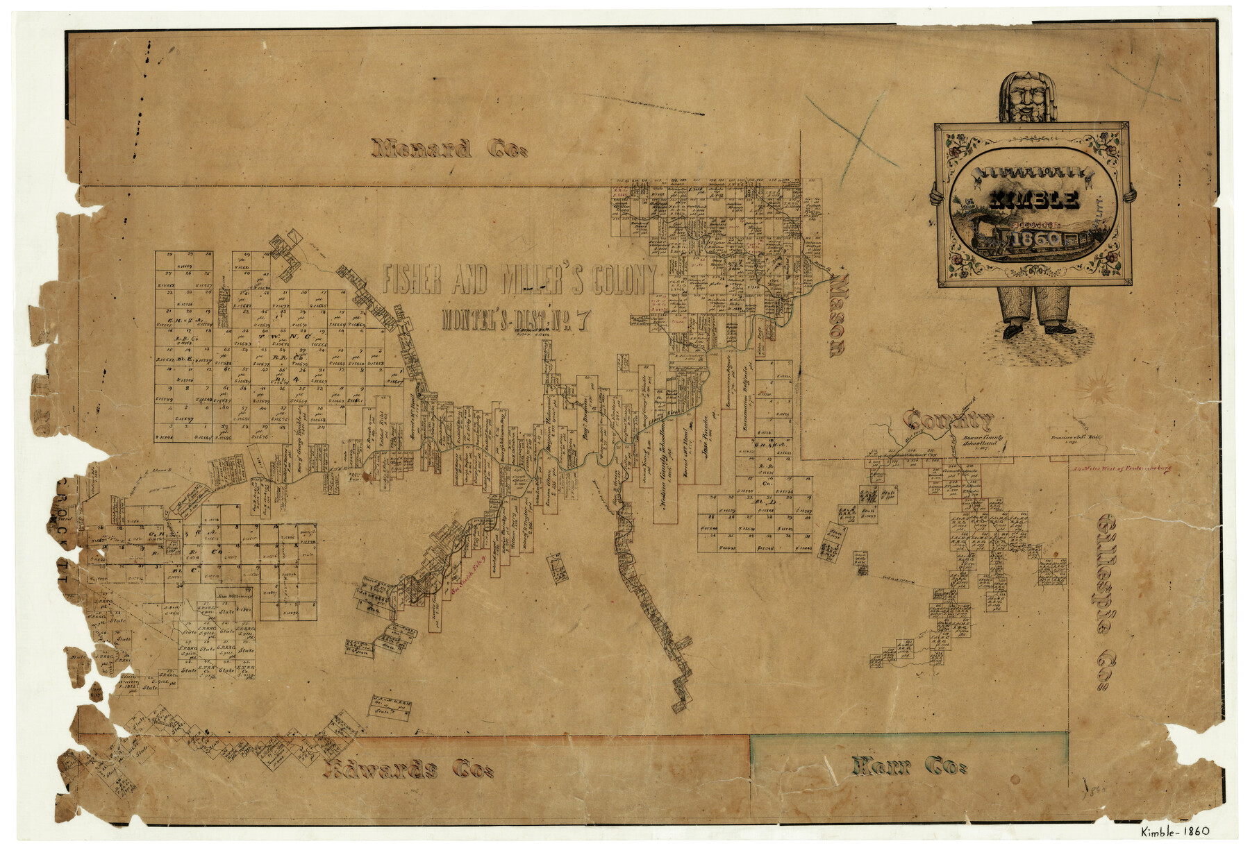 3769, Map of Kimble County, 1860, General Map Collection