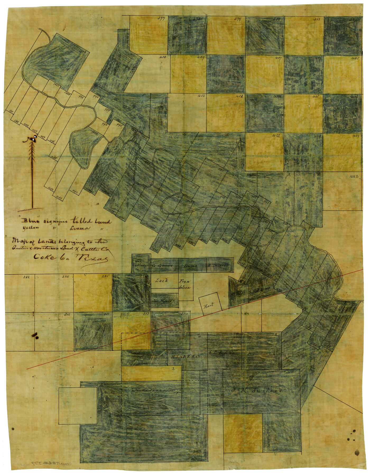 379, Map of Lands Belonging to the Austin & Northern Land & Cattle Co., Coke Co., Texas, Maddox Collection
