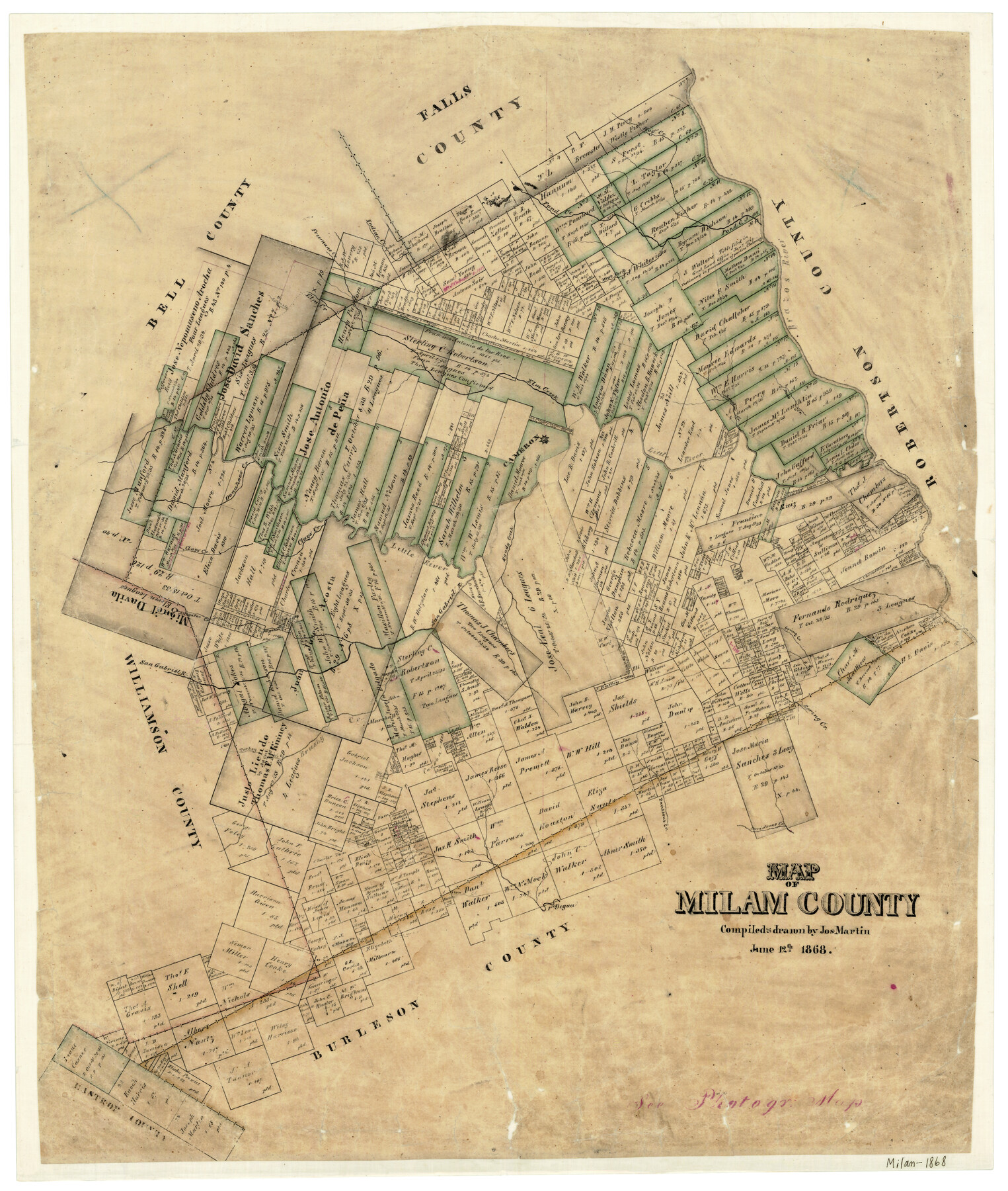 3882, Map of Milam County, General Map Collection