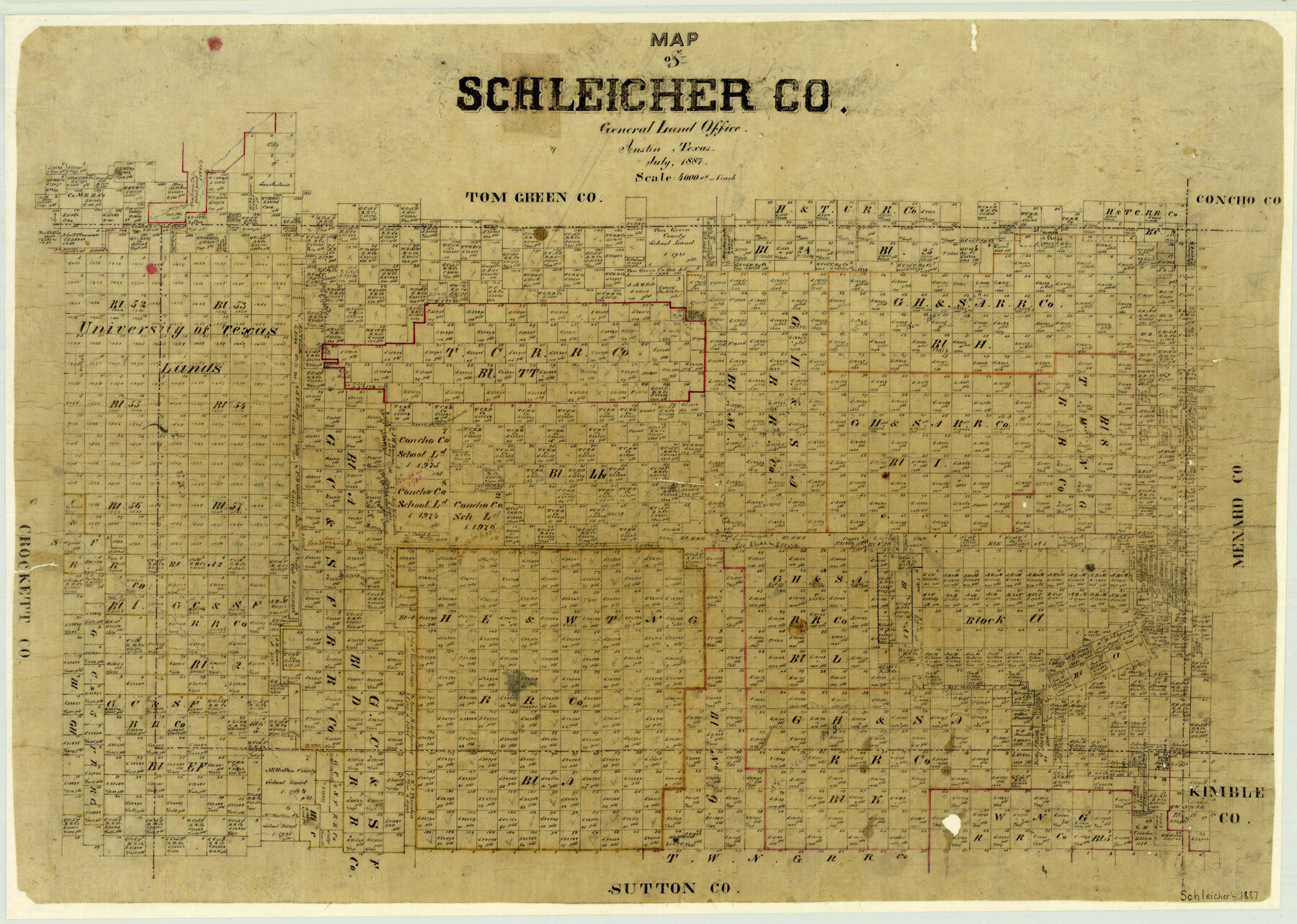 4021, Map of Schleicher County, General Map Collection