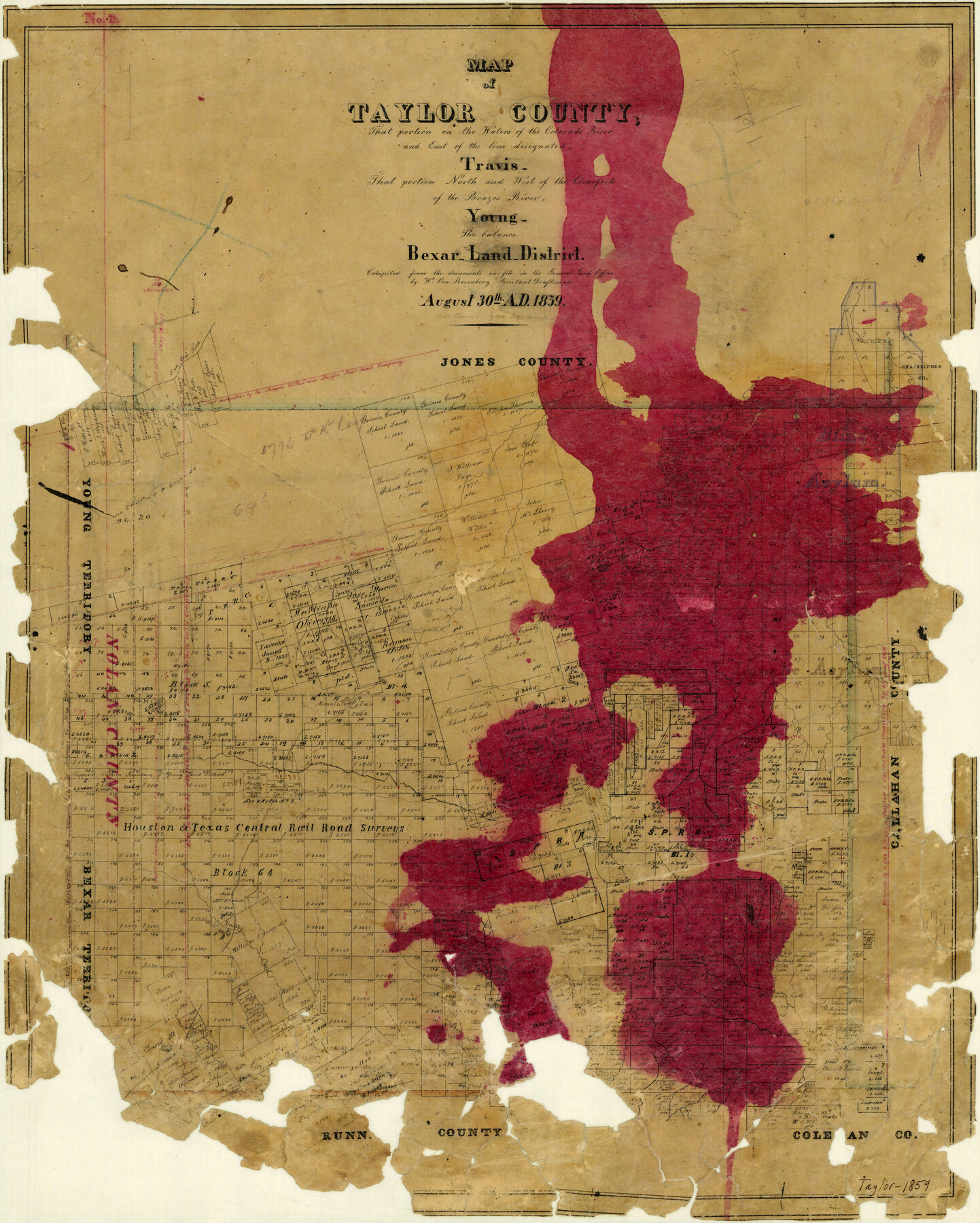 4071, Map of Taylor County Travis- Young- Bexar- Land District, General Map Collection
